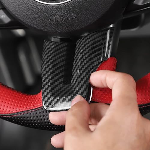 Miniatura 6 de CheroCar Kit de decoración de cubierta de volante para Ford Mustang, accesorios interiores para Ford Mustang 2015-2022 (fibra de carbono)