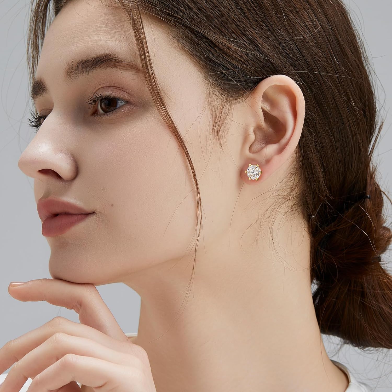 KRKC 0.6-3ct Moissanite Stud Earrings, Lab Created Diamond Stud Earring for Women, D Color VVS1 Clarity, S925 Sterling Silver, Hypoallergenic,14K White Gold, Friction Back Earrings Jewelry Gifts for Women Men - Image 3