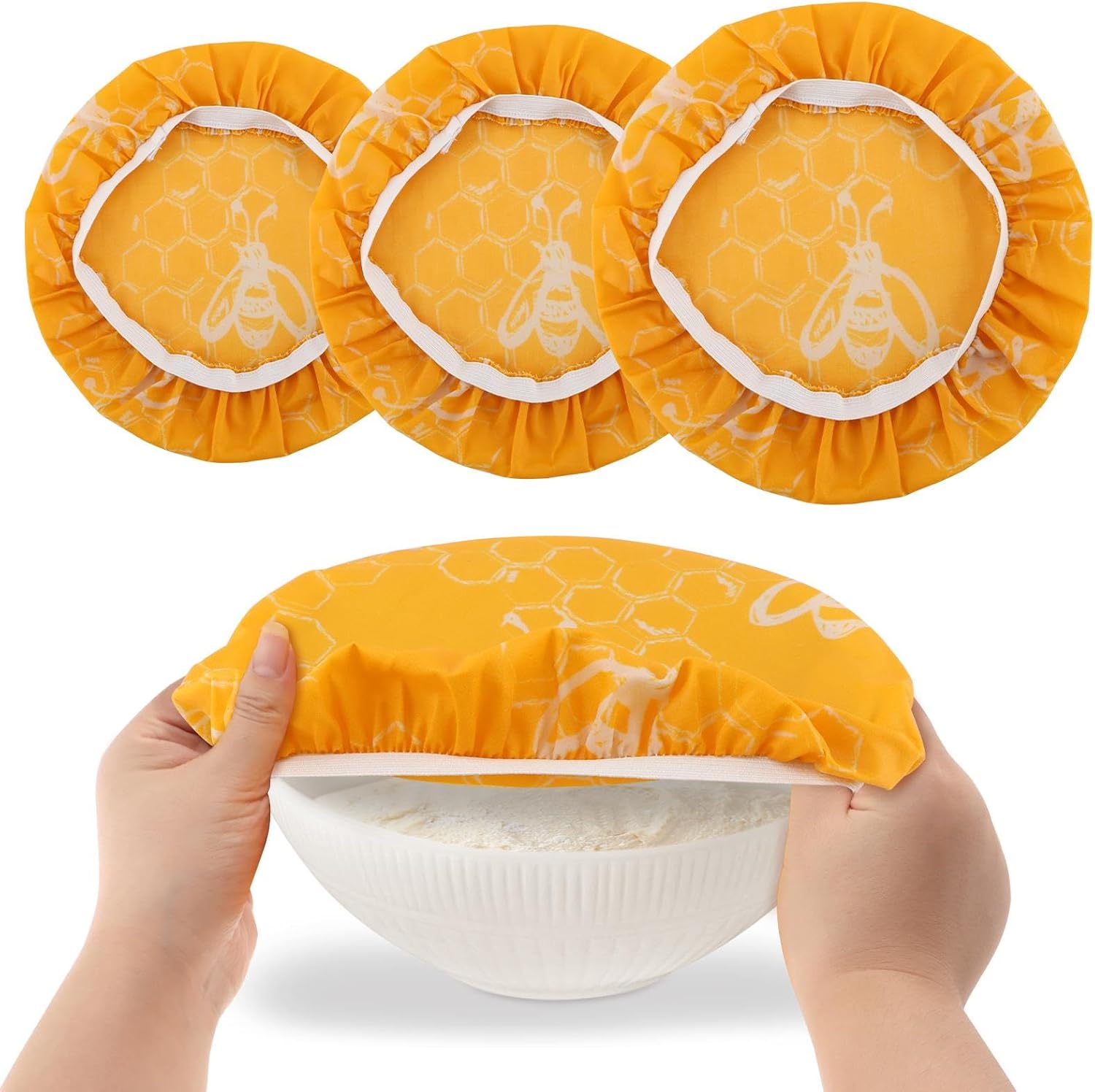 Reusable Cloth Bowl Covers, Bowl Covers, 100% Cotton, Elastic Cotton Cloth Sourdough Cover - Shower Caps for Sourdough Bread Bowls Covers (COLOR:orange)