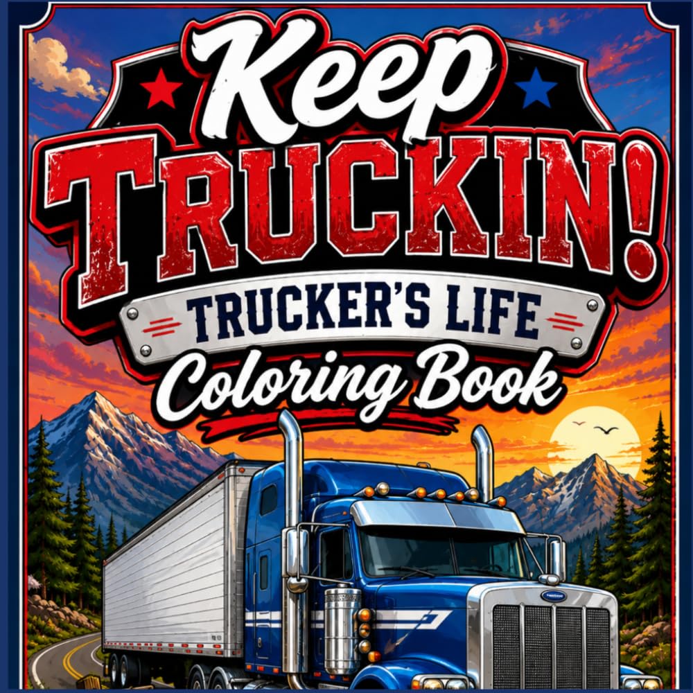 Keep Truckin! Trucker's Life coloring Book: Relaxing Highway Scenes & Bold Easy-to-Color Designs. Big Rigs, Open Roads, and Life Behind the Wheel.