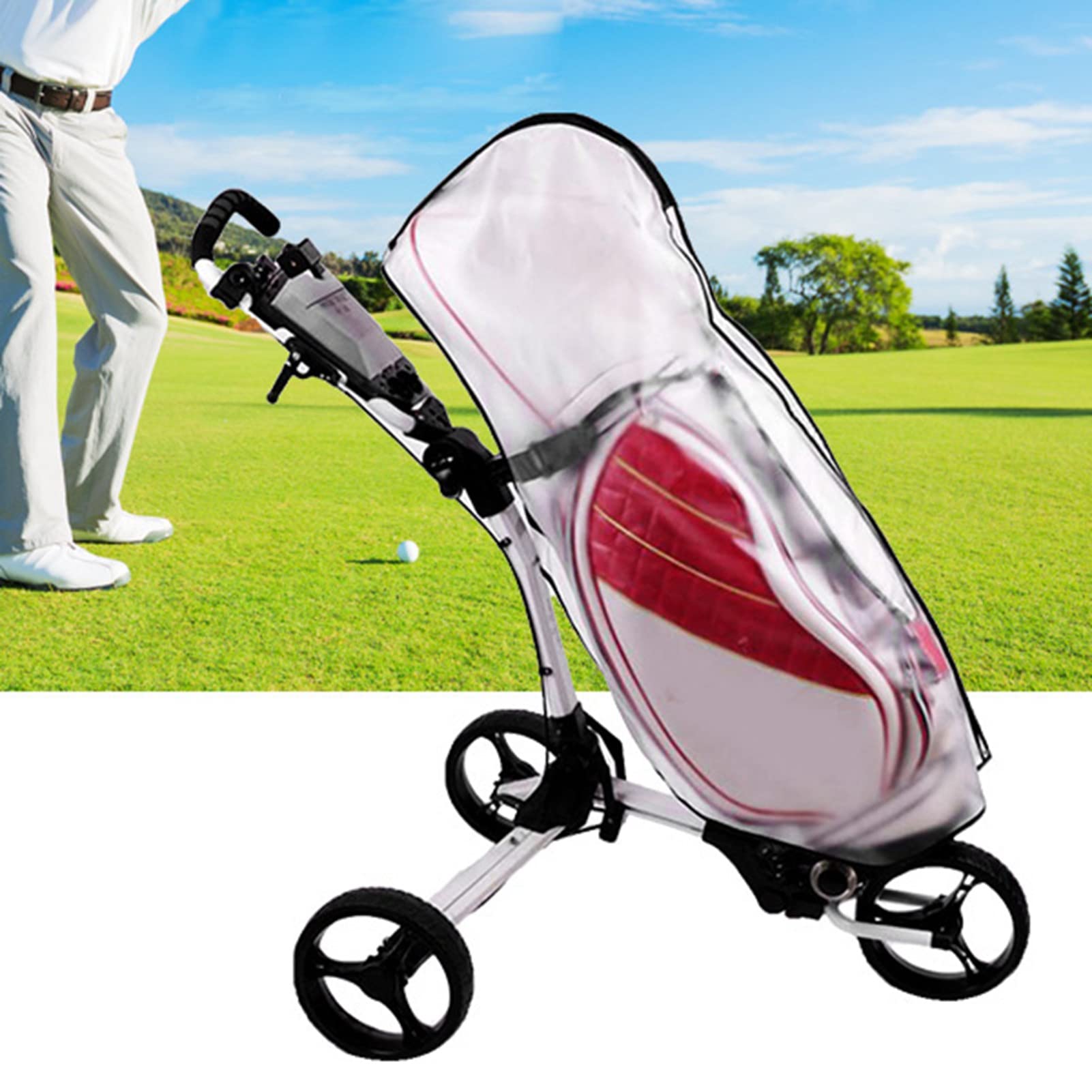 KENANLAN Copertura per Sacca da Golf,Copertura Antipioggia Per Borsa Da Golf,PVC Universale Copertura Trasparente Con Cerniera Per Borsa Da Golf Per Borse Da Golf Carrelli Carrelli Da Golf
