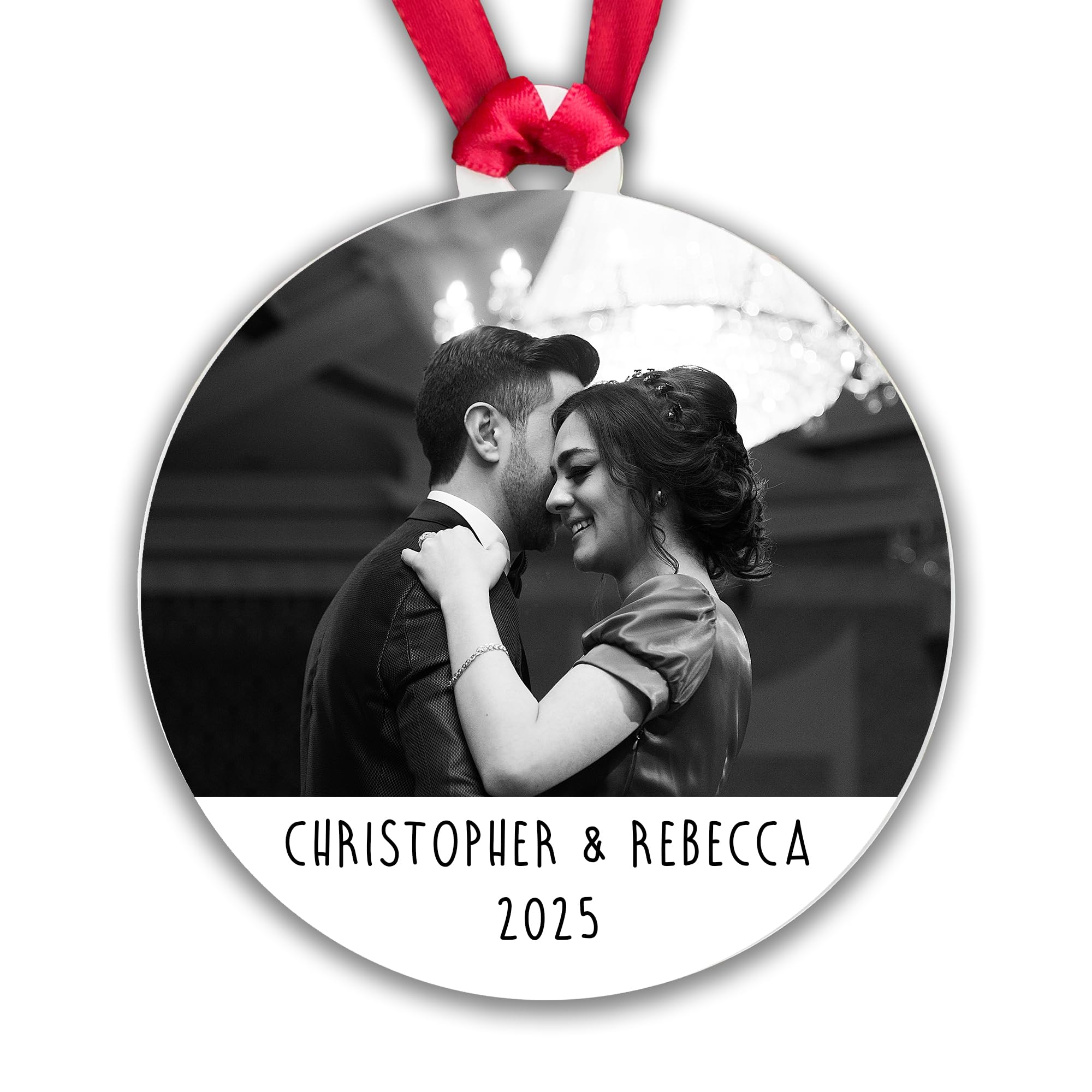 Personalised Couple Photo Name Bauble Tree Decoration Xmas - Add your own Photo