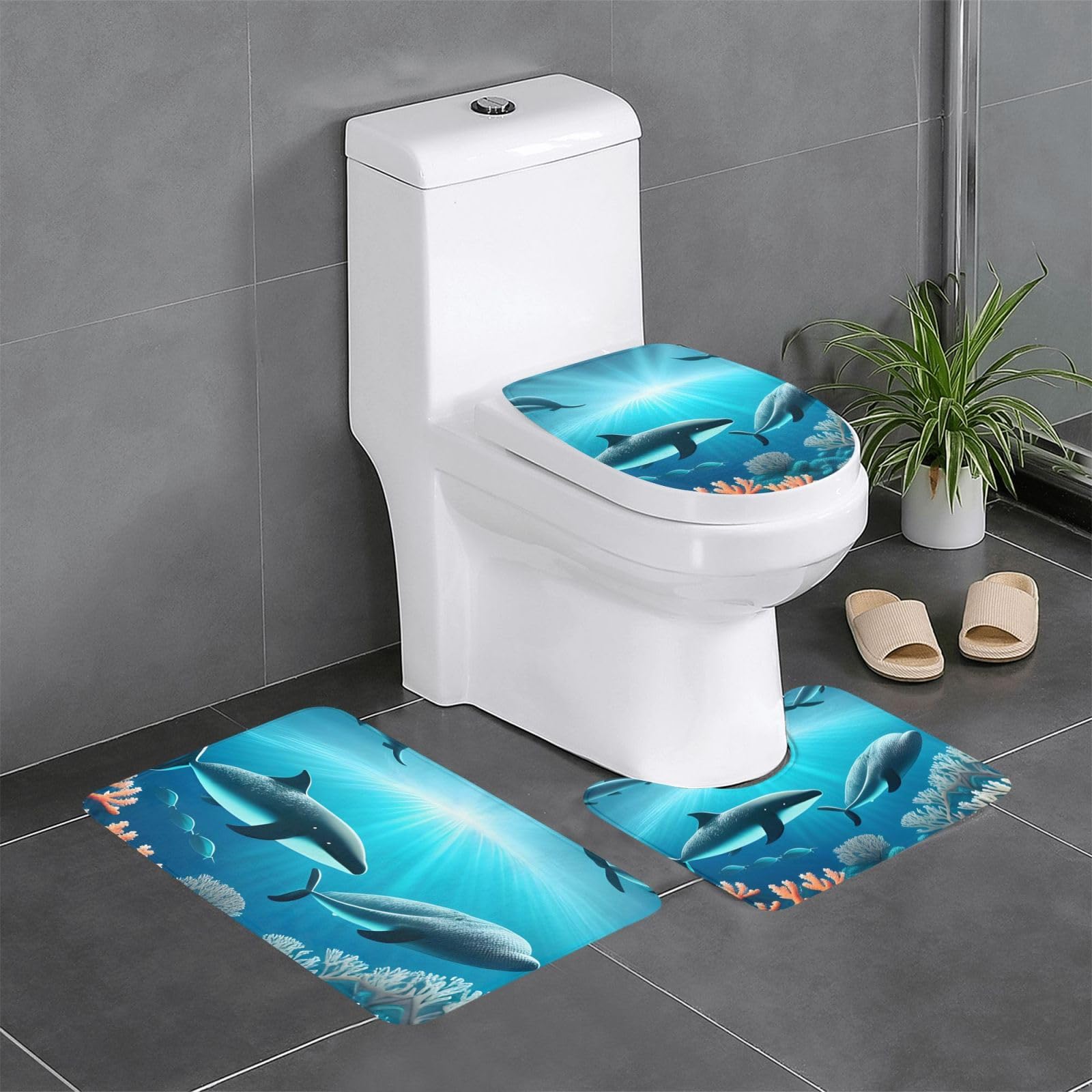Tapis de salle de bain antidérapants pour créer une ambiance océanique près de la baignoire