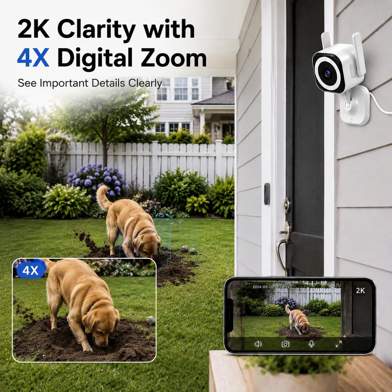 2 Stück 5G 1080P Sicherheitskamera Außen/Innen Sicherheitskamera für Schlafzimmer, Senioren, Hunde, Haustiere, IP66 wasserdicht, Nachtsicht, Bewegungserkennung