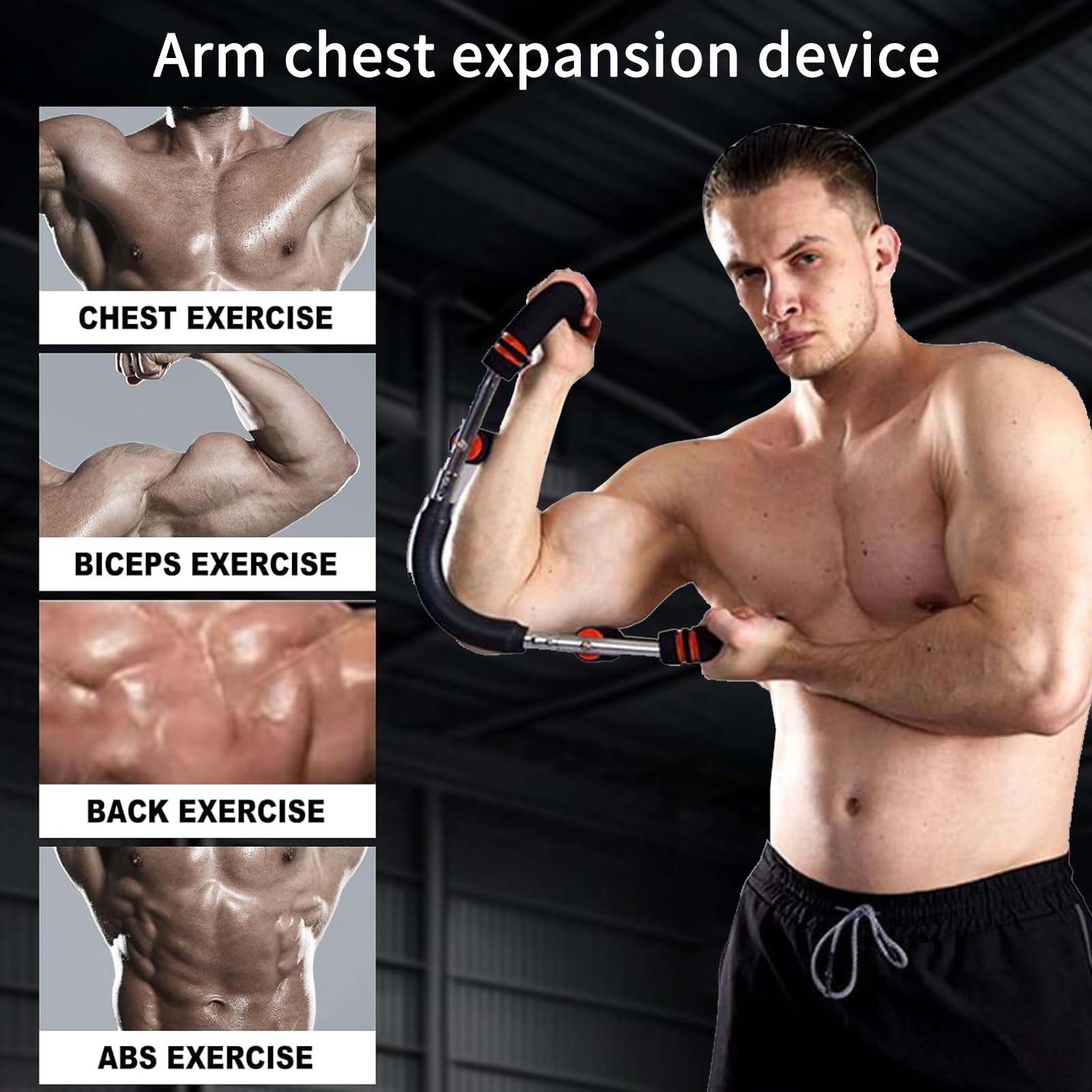 Twister Arm Trainer,Chest Workout Equipment,Twister Arm Exerciser,Attrezzo per Esercizi a Forma di U,Power Twister Bar Portatile,Espansore Toracico Regolabile,Attrezzi Palestra Casa