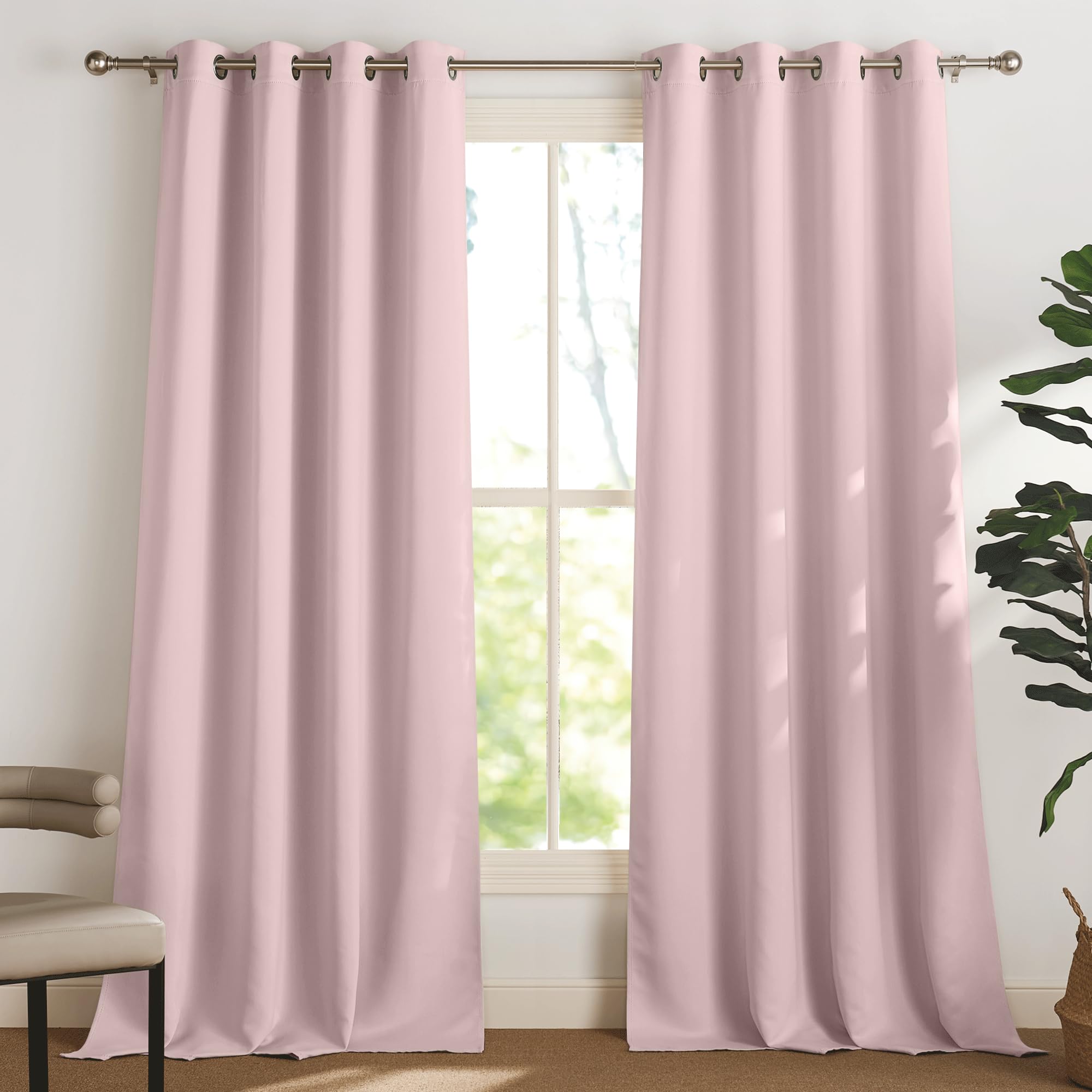 PONY DANCE Tenda Moderne per Soggiorno Tende Oscuranti per Interni 2 Pezzi L 140 x A 245 cm Decorazione Curtains Termiche Isolanti con Anelli per Salotto Eleganti, Rosa