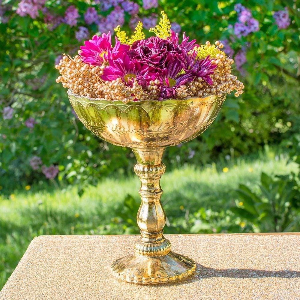 Amazon.com: Accent Decor Gold Mercury Glass Compote, Scalloped