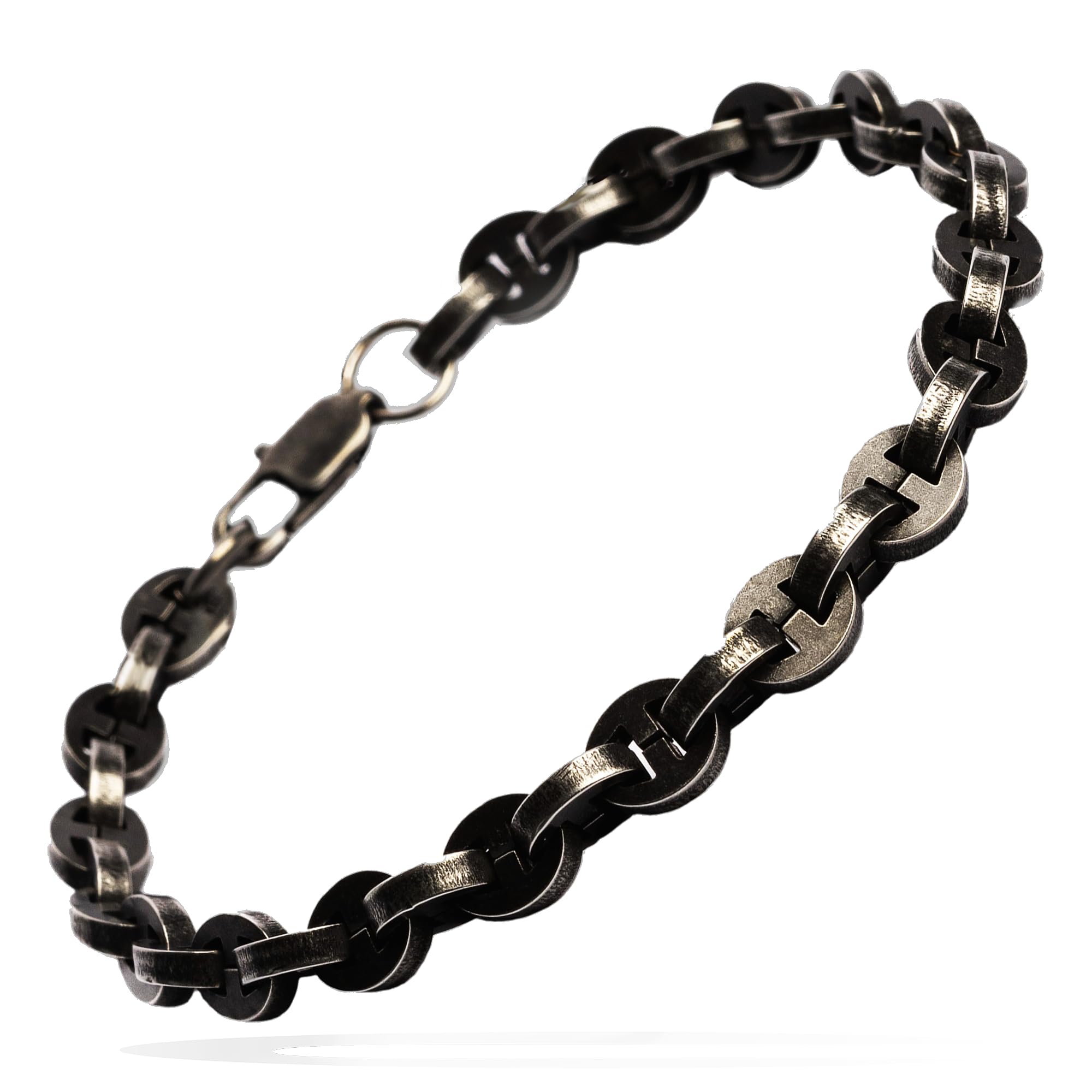 NVR GVNMen’s Stainless Steel Bracelet – Gladiator Series Unbroken Collection, Gothic Biker Cuff Jewelry, Medieval Shackle Link Wristbands for Men in 6mm Rapier, 8mm Warborn, 10mm Warhammer