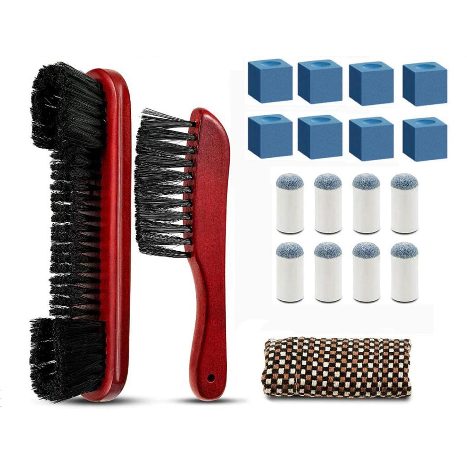 kowaku Premium Pool Table Brush and Rail Cleaning Set - Professional Cue Accessories, Red
