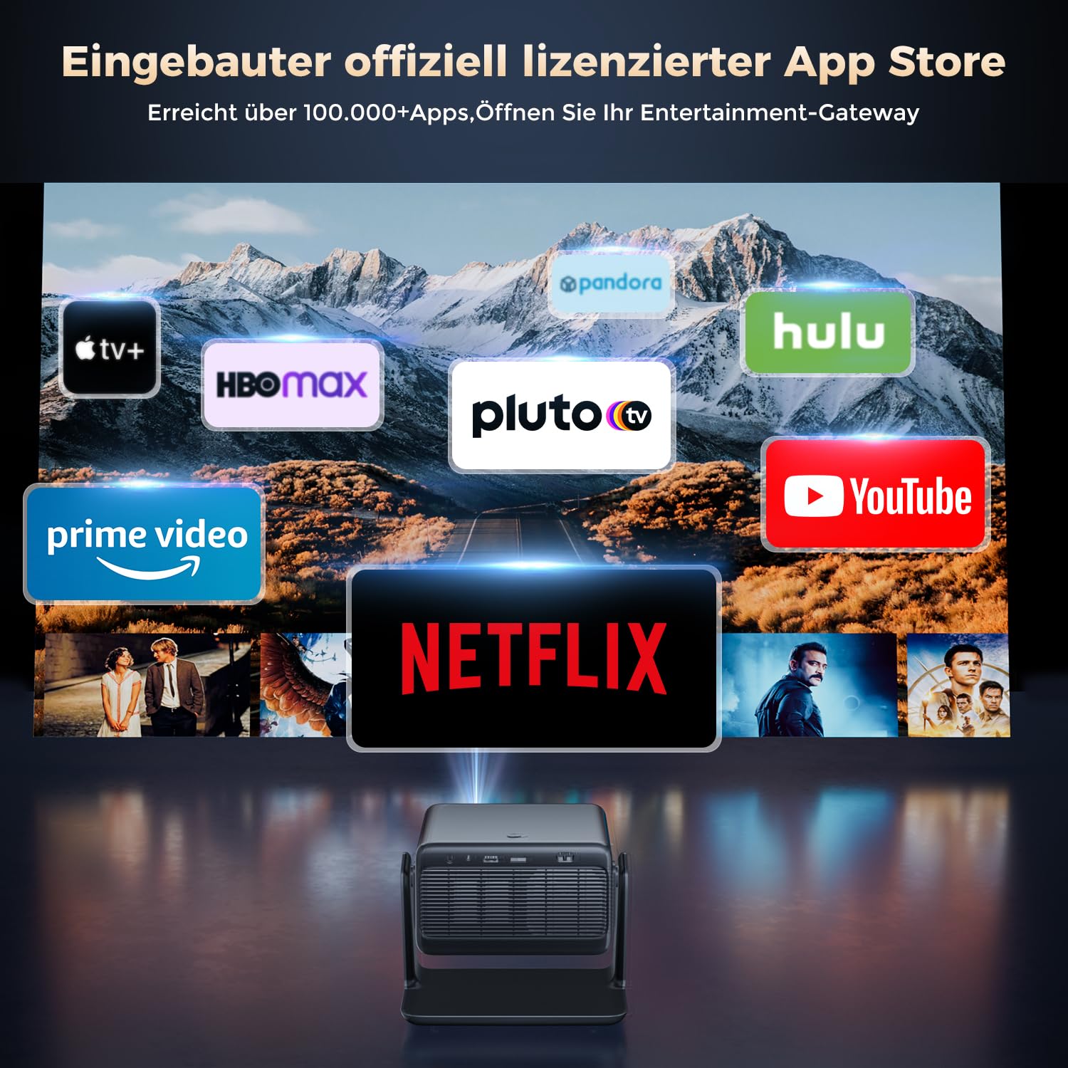 AMEELA 1080P Beamer mit WiFi und Bluetooth, Autofokus/Trapezkorrektur, 30000 Lumen, Dolby Audio, Videoprojektor für IOS/Android/PS5