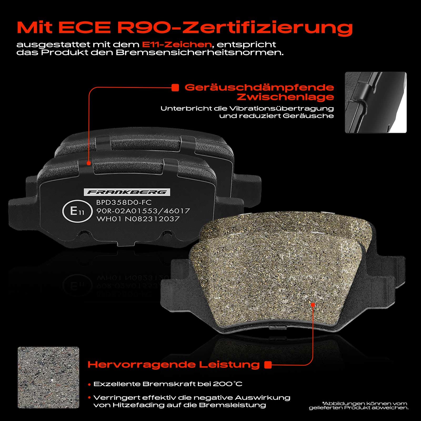 Frankberg Bremsensatz inkl. 2x Bremsscheiben + 4x Bremsbeläge Hinten Kompatibel mit B-Klasse W245 A-Klasse W169 Replace# A1694230312,A1694230912
