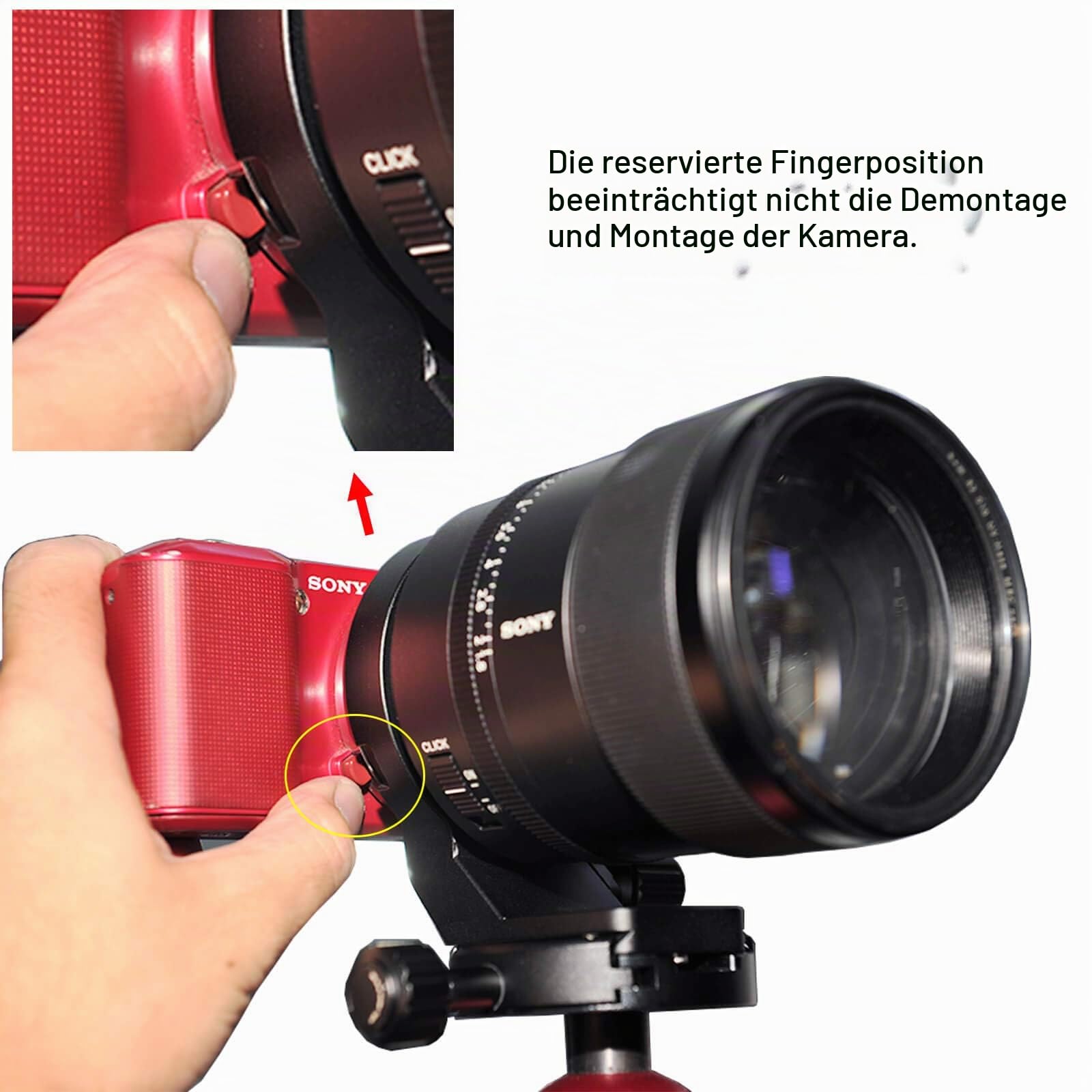 iShoot Stativschelle Stativring Objektiv Montage Stativ Halterungsring Halterung Stützring Kompatibel mit Sony FE 135mm f/1.8 GM SEL135F18GM, unten ist Arca-Swiss Fit Kameraplatte Schnellwechselplatte