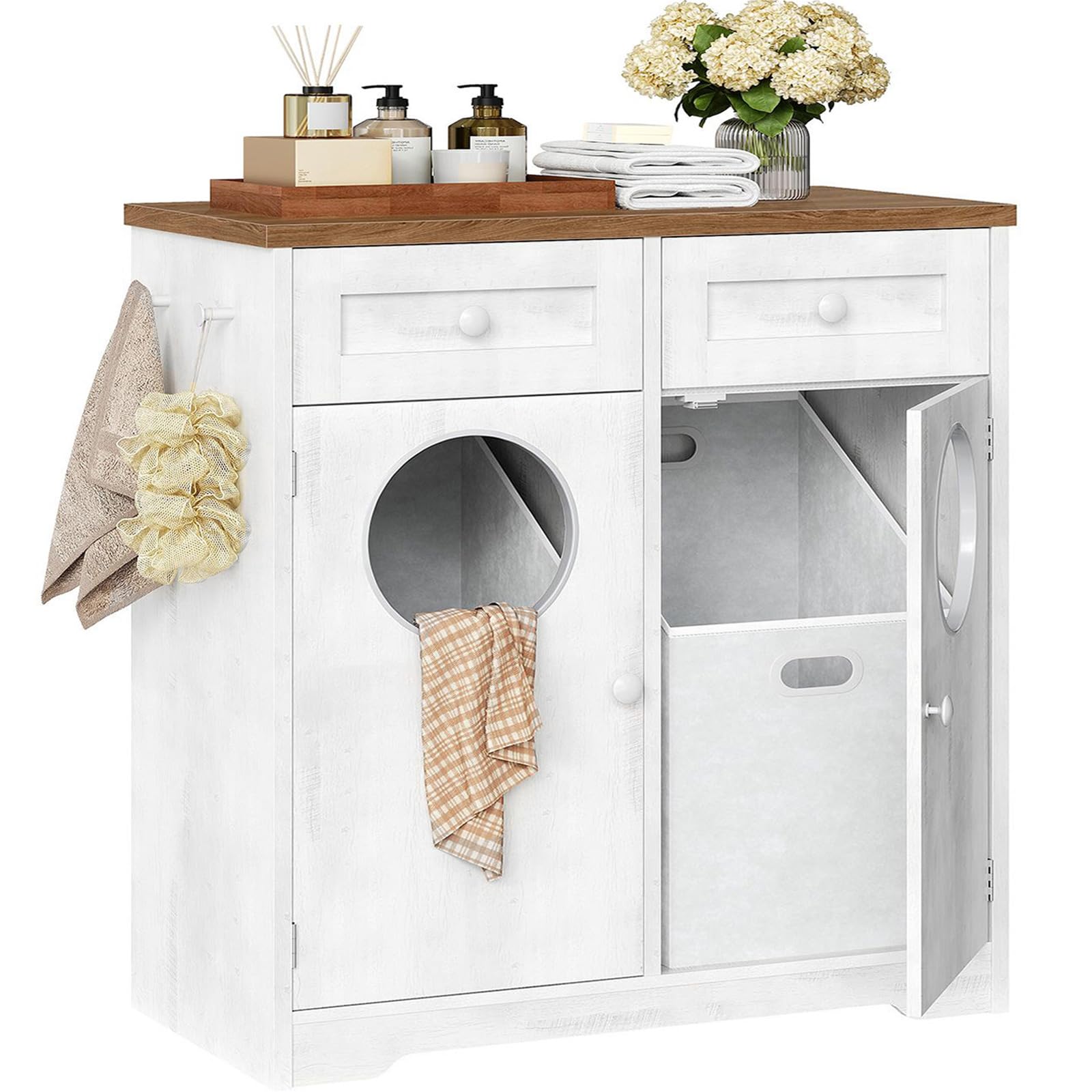 Amazon.com: HOOBRO Double Laundry Hamper Cabinet, Hidden Laundry