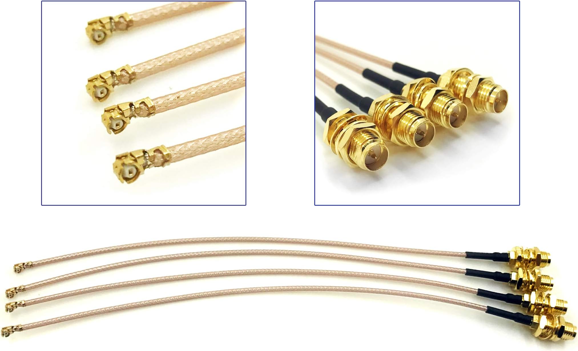 Pack of 4 RF U.FL(IPEX/IPX) Mini PCI to RP-SMA Female Pigtail Antenna Wi-Fi Coaxial RG-178 Low Loss Cable (4 inches (10 cm))
