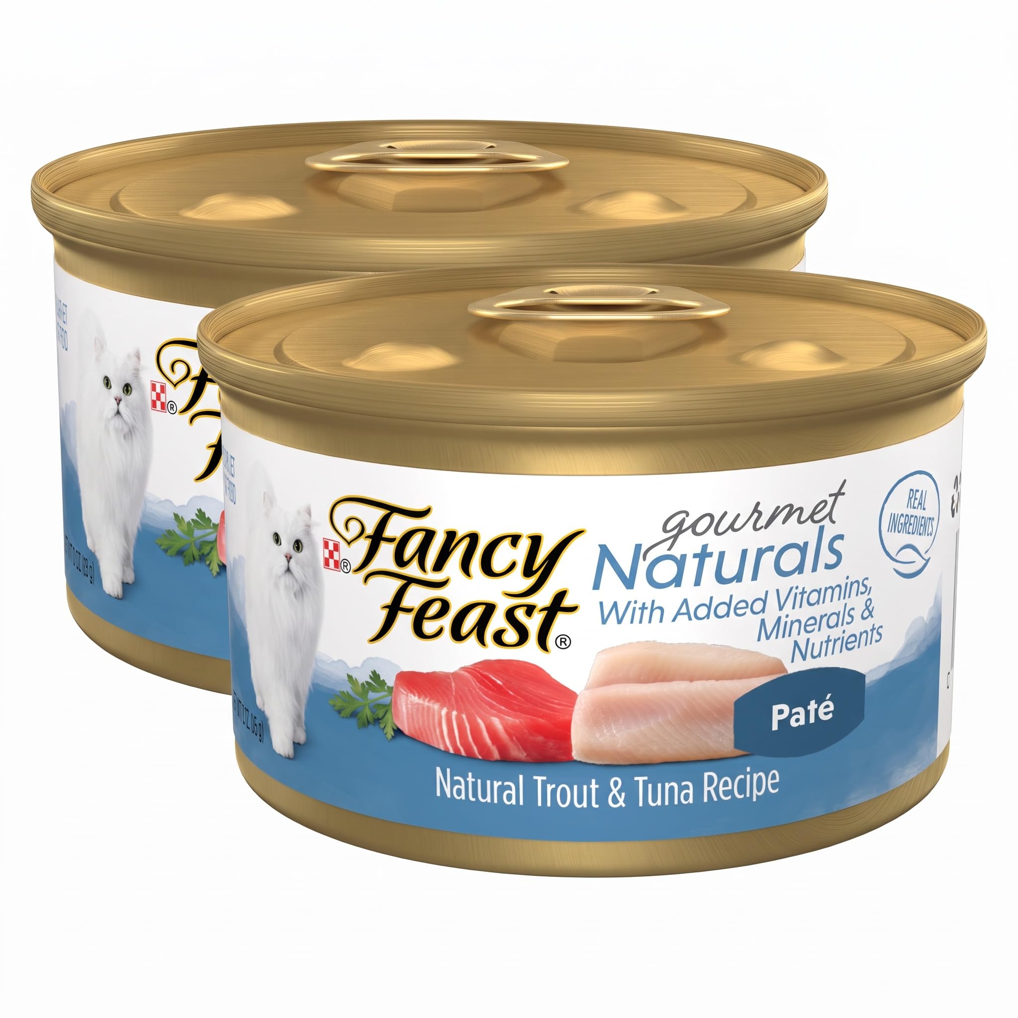Fancy Feast Purina Grain Free Wet Cat Food Pate Gourmet Naturals Trout and Tuna Recipe - 3 oz. Cans,(Pack of 24) 3 Ounce (Pack of 24)