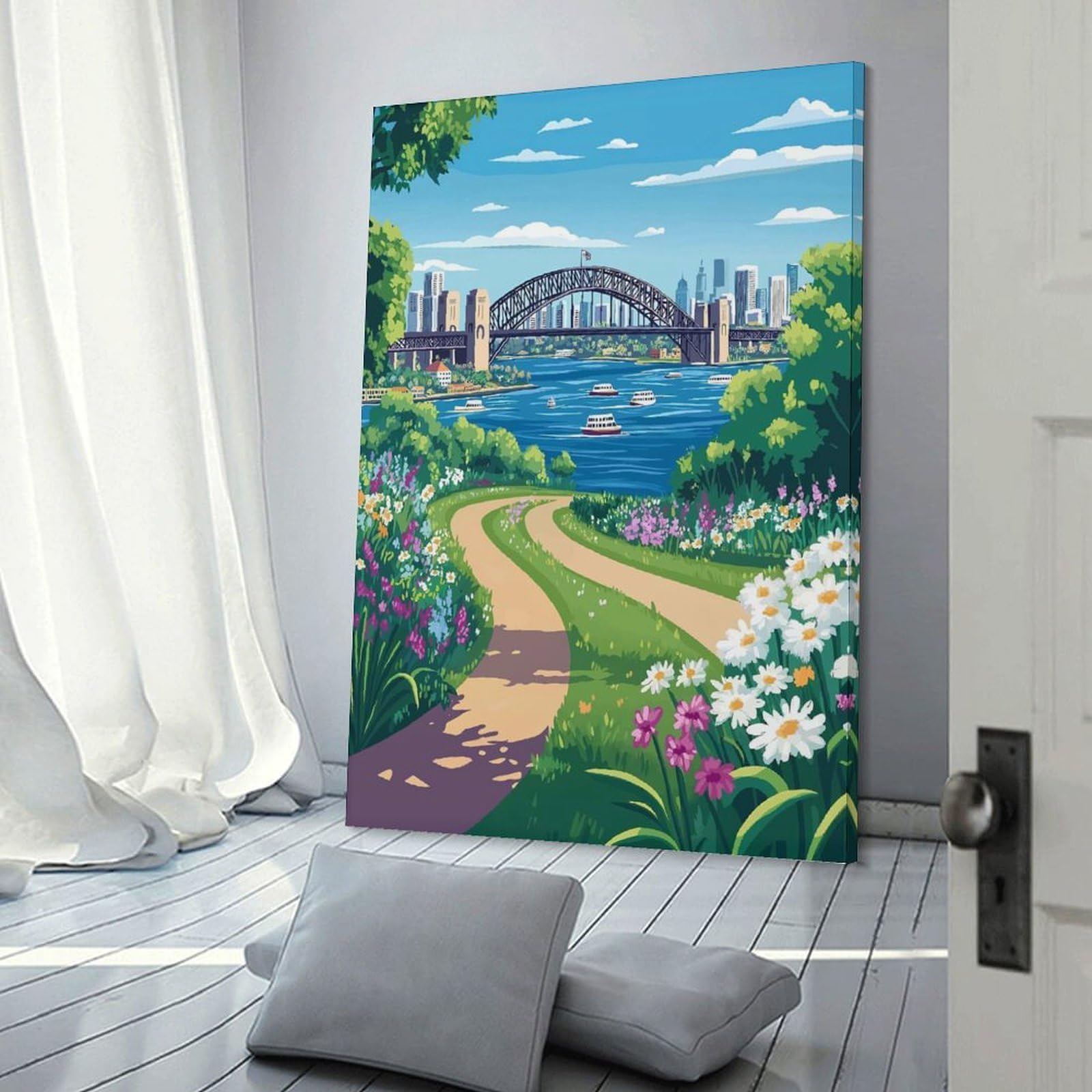 Junmoney Sydney Harbour Bridge View Home Decor Wall Art, 12x18inch(30x45cm), for Lounge, Bedroom Or Personal Spaces, Gift Idea for Housewarming And Birthdays