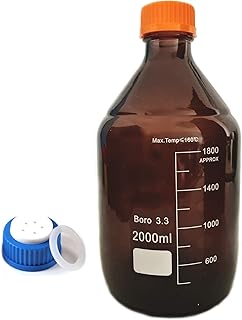 DONLAB MBT-03L5 Borosilicate Glass 3000ml/3L Amber Brown Round Media Storage Bottle Reagent Bottle With GL45 5-Hole Mobile Phase Cap
