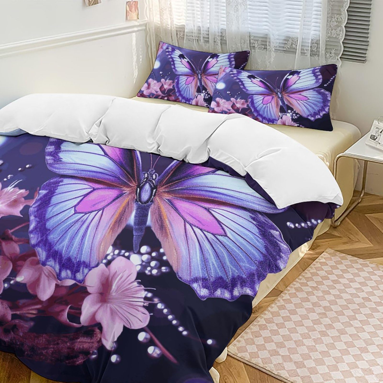 Parure de lit 3 pièces de qualité supérieure avec finitions soignées en microfibre