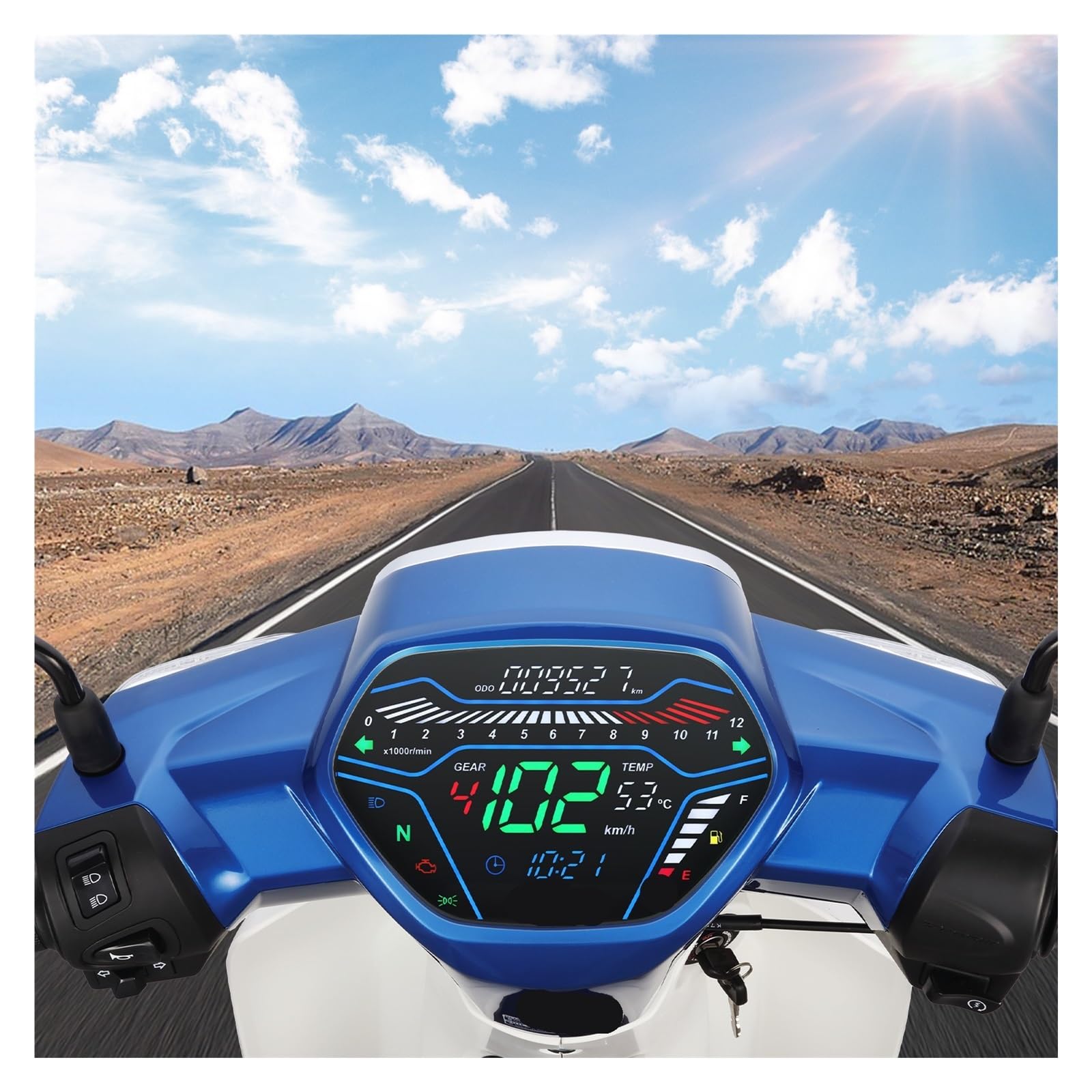 Compteur de Vitesse Digital Moto Compteur De Vitesse Universel pour Moto, Compteur Kilométrique Numérique, Tableau De Bord pour Tachymètre pour Titan CG125
