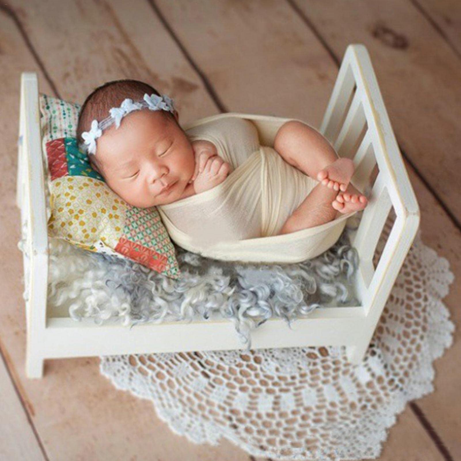 smashing Recién nacido pequeña cama de madera bebé fotografía accesorios cuna cama pequeña fotografía estudio foto cuna