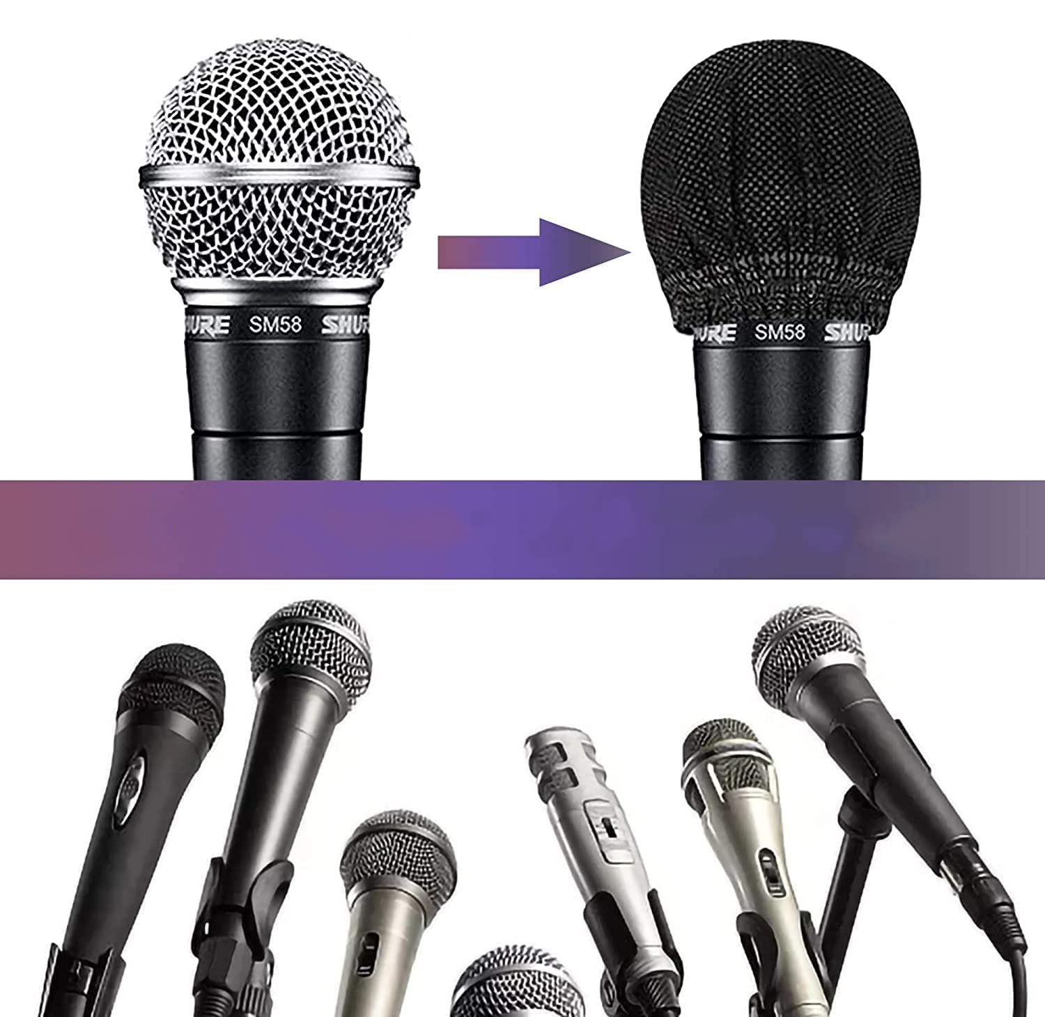 LATRAT 100 Pièces Housse De Microphone Jetable en Non-tissé, Parfait pour KTV, Maison, karaoké, Bar, Interview, la Plupart des micros Portables,Noir