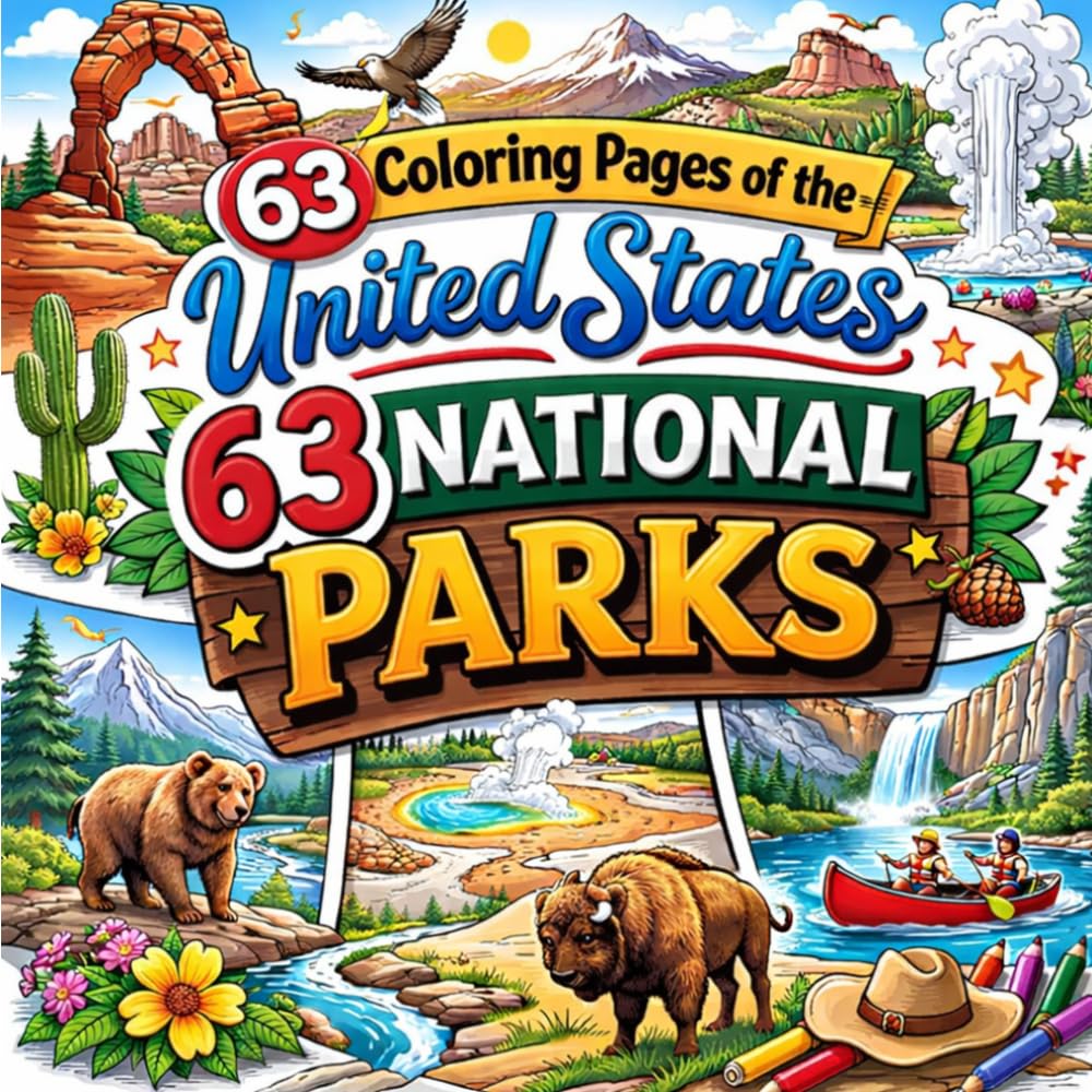 63 Coloring Pages of the United States 63 National Parks