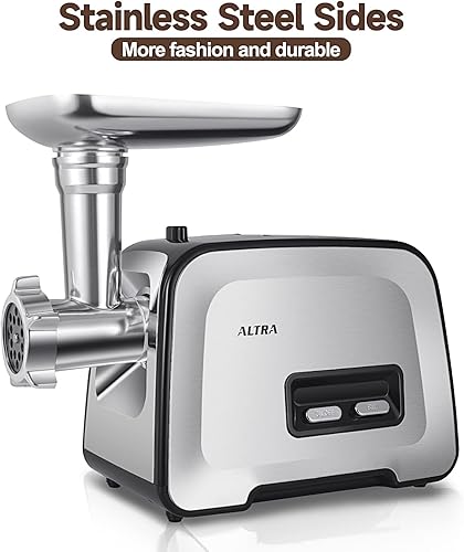 Miniatura 3 de Picadora de carne, relleno de salchichas, 2800 W máximo Picadora eléctrica de carne con cuchillas de acero inoxidable y 3 placas de molienda,