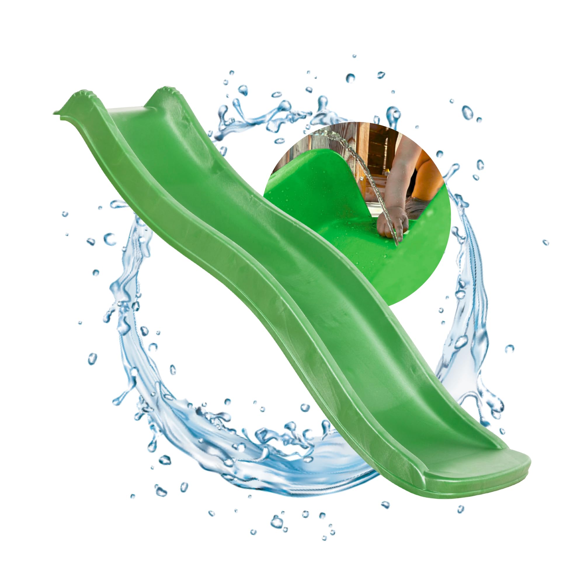 Kinder Rutsche 1,75 m Outdoor Garten Spielgeräte, Hellgrün | Stabile Wasserrutsche für Kinder, Alternative zu Indoor Spielgeräten, Kinderrutsche, Wellenrutsche für Podestöhe 0,95 m