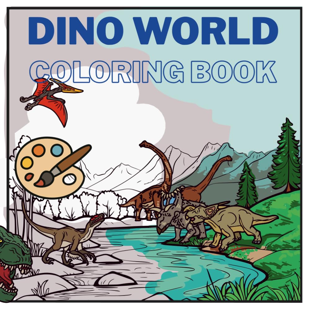 Dino World Coloring Book: An Educational Journey Through the Triassic, Jurassic, and Cretaceous Periods | 50+ Realistic Animals and Dinosaurs for Kids Ages 8-12