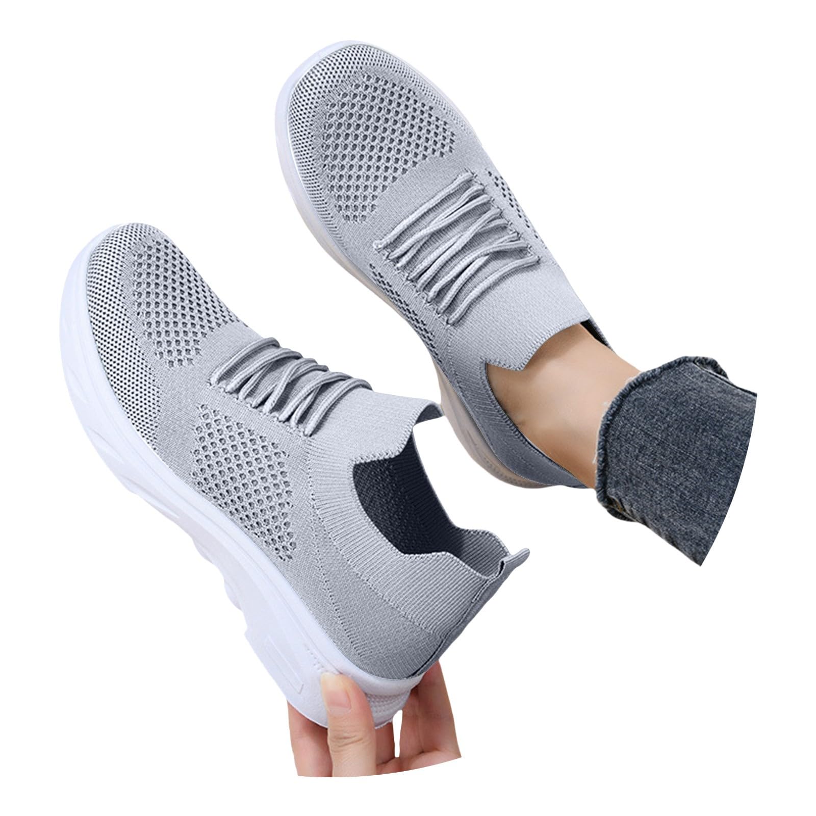 Basket Running Femme Chaussure Orthopédique Femme Respirantes Slip on Fitness Légères Sneakers Respirant Légères Jogging Fitness Course Gym Outdoor