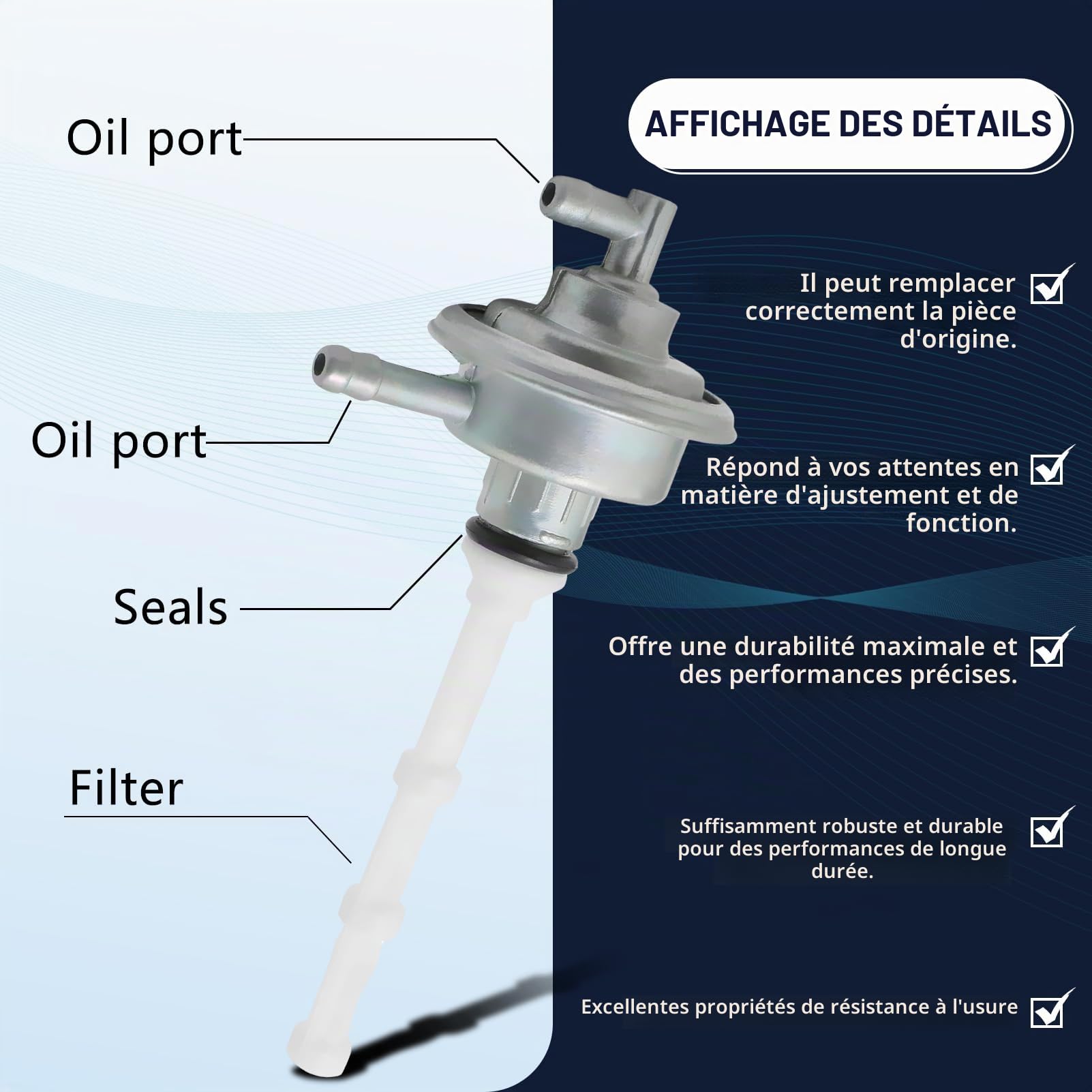 Robinet d'essence 15mm avec filtre pour MBK Nitro Derbi Peugeot Trekker Speedfight Vivacity Elyseo Runner Piaggio NRG Typhoon Kymco 2004 Robinet d'essence à dépression réservoir carburateur