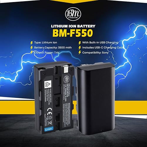 Miniatura 2 de Batería BM NP-F550 con puerto de carga USB-C integrado para Sony NP F330, F550, F530, F570, F750, F770, F930, F950, F960, F970, CCD-SC55, TR516,