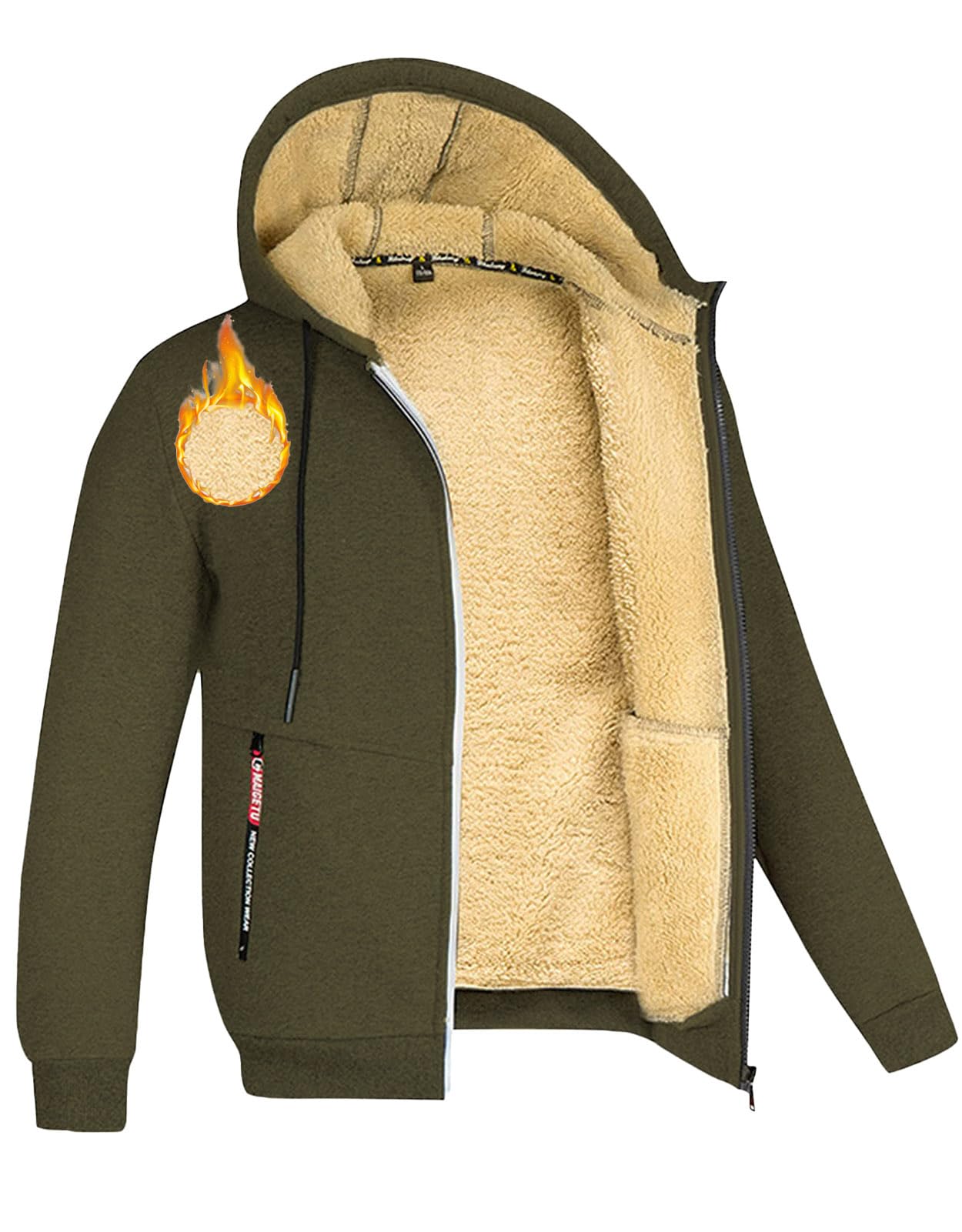 Felpa Giacca in Pile Foderata Uomo con Cappuccio Tasche Zip | Giubbotto Invernale Termico, Sportiva Classic Giacche Calda, Palestra Felpati Trekking