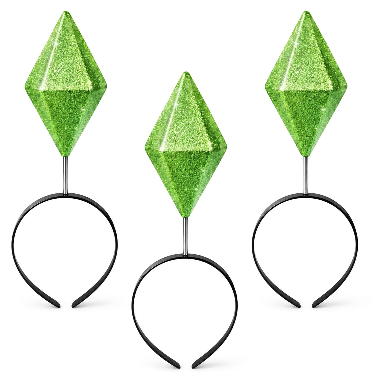 ZioTL Halloween Green Diamond Headband Costume Accessories, 3 Pack Floating Gem Headpieces, Funny Game-Inspired Cosplay Props, Party Favor Supplies for Adults Halloween Dress Up