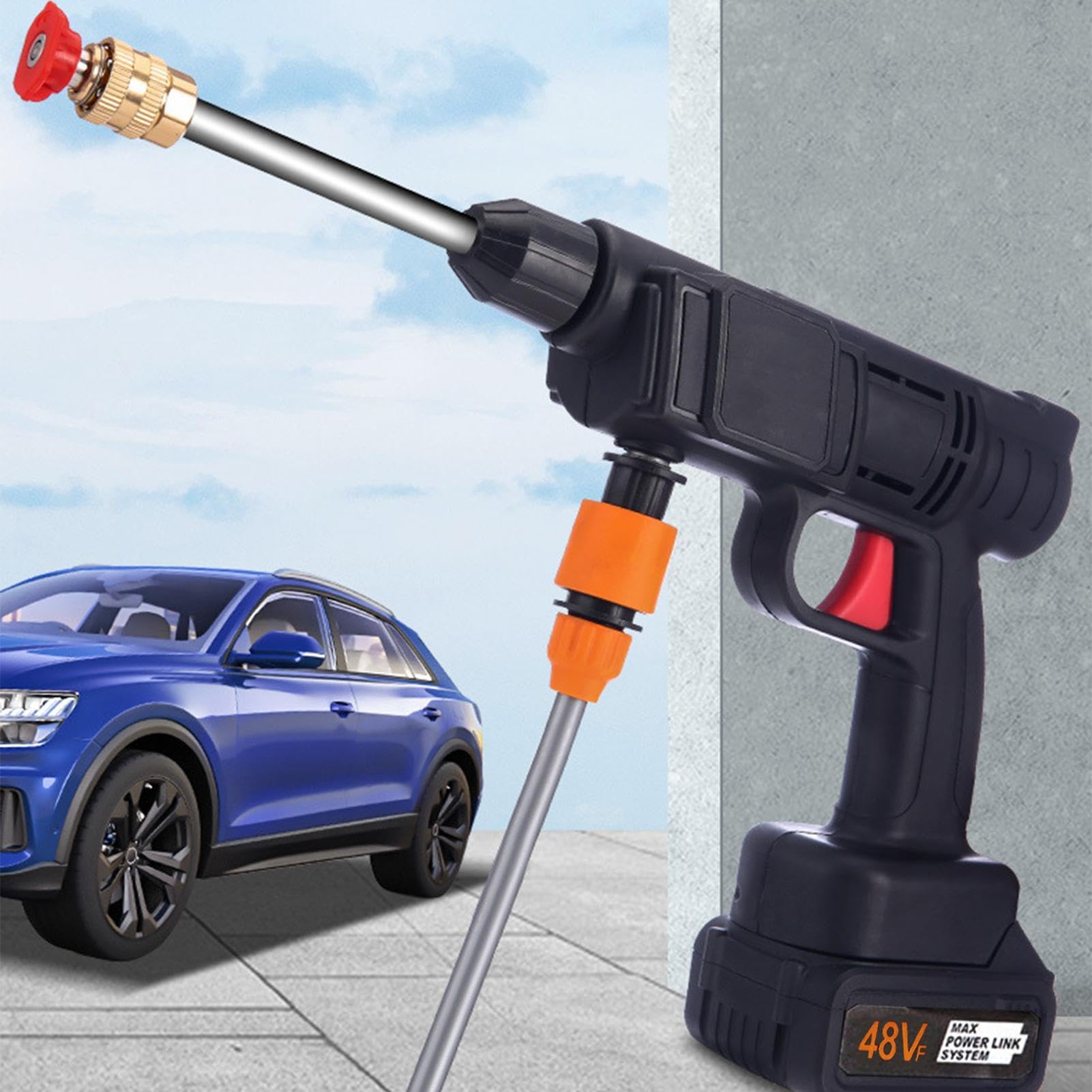 Herramienta de limpieza de boquilla ajustable para lavadora a presión inalámbrica | Lavadora eléctrica portátil inalámbrica para césped, terraza, coche, entrada, ventana, jardín, patio, hogar