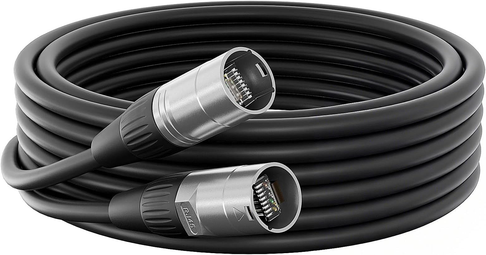 Ethercon Cable, Shielded Cat 5e Ethernet Cable Compatible with EtherCON RJ45 Connectors in Silvery for Professional Audio, Video and Networking Applications (1, 20FT)