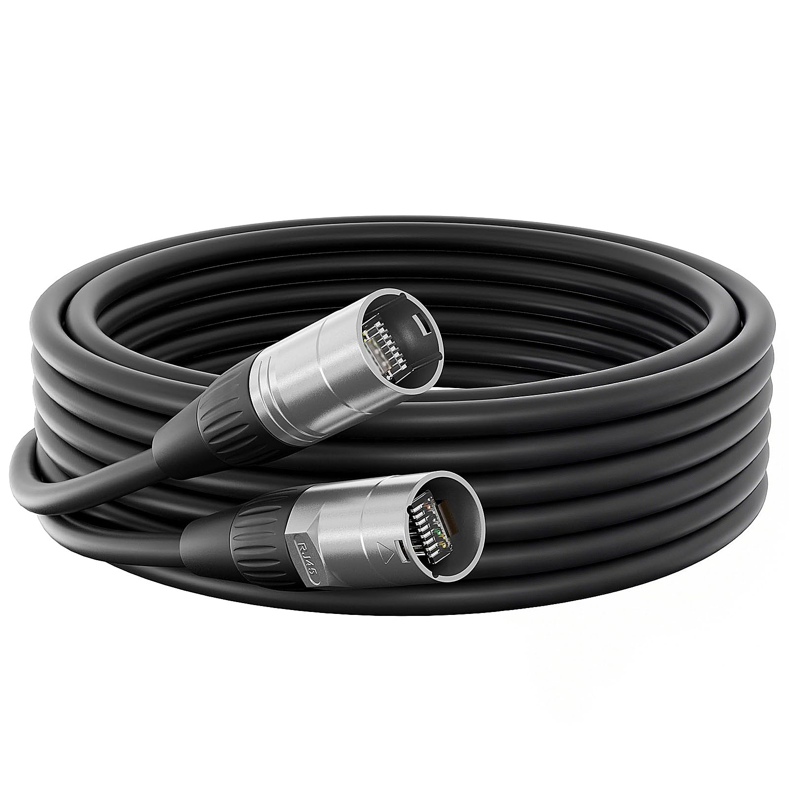 Ethercon Cable, Shielded Cat 5e Ethernet Cable Compatible with EtherCON RJ45 Connectors in Silvery for Professional Audio, Video and Networking Applications (1, 20FT)