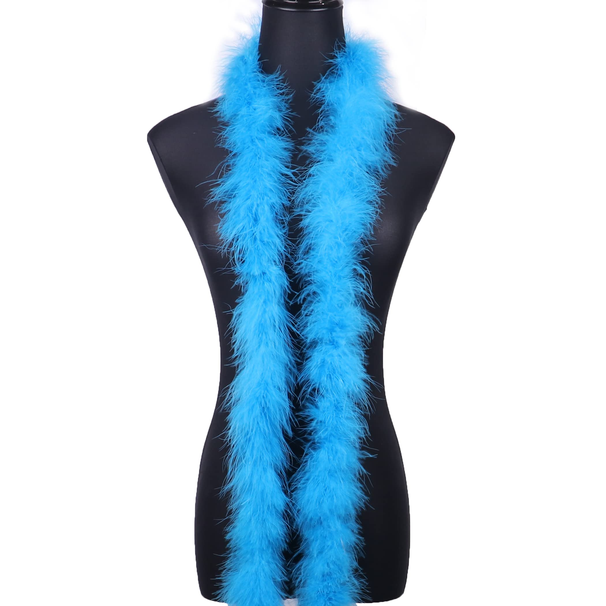 2 Yards 20G Fluffy Marabou Lake Blue Feather Boa for DIY Craft Sewing Trim Home Wedding Party Christmas Decoration
