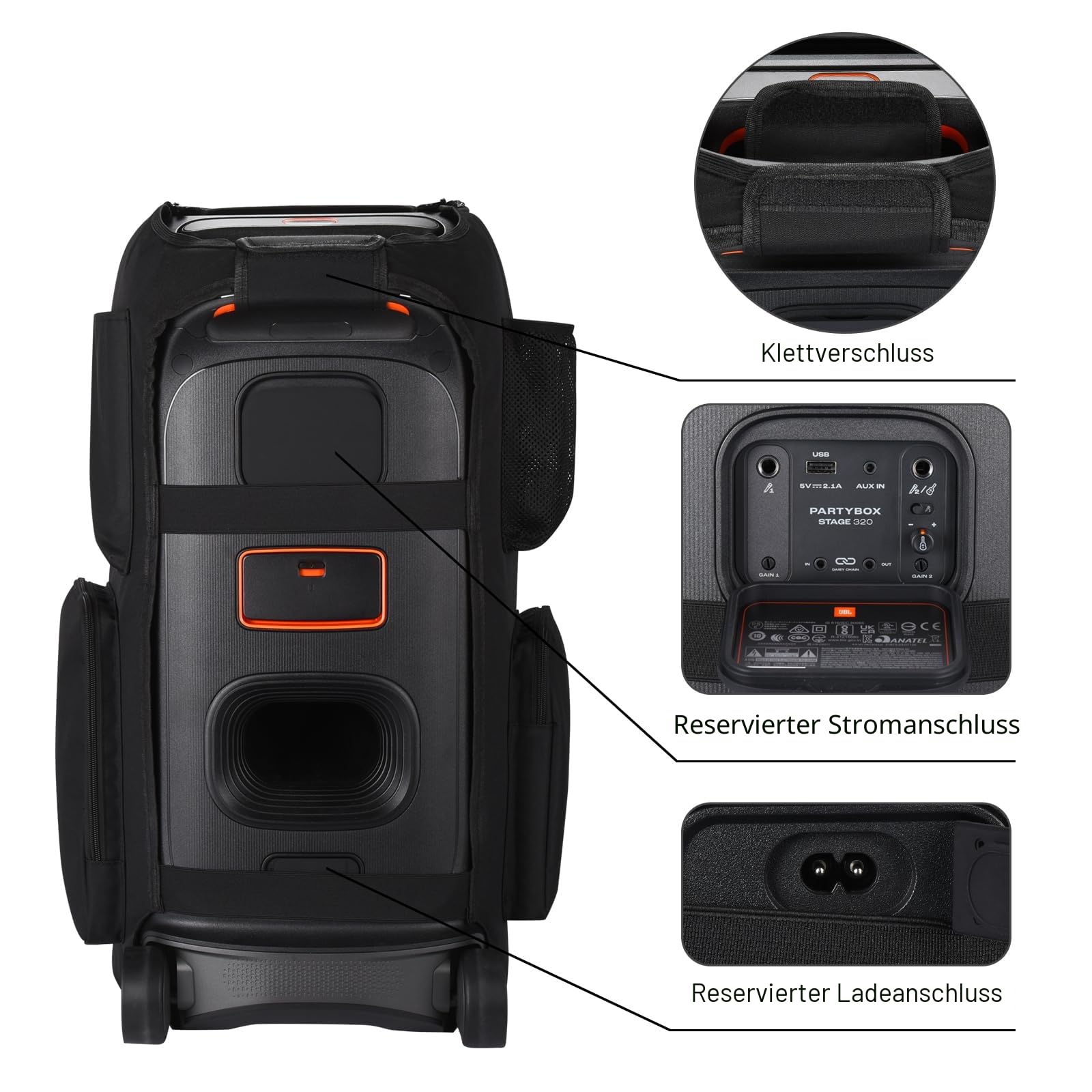 Lautsprecher Cover Case für JBL PartyBox Stage 320 Lautsprecher Multifunktionstasche Staubschutz für JBL PartyBox Stage 320 Schutzhülle