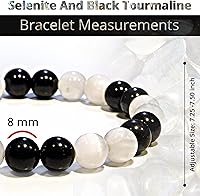 Vista 25 de Pulsera de turmalina negra, pulsera de cristal curativo natural para mujeres y hombres, pulsera de cuentas redondas de 0.315 in para espiritual
