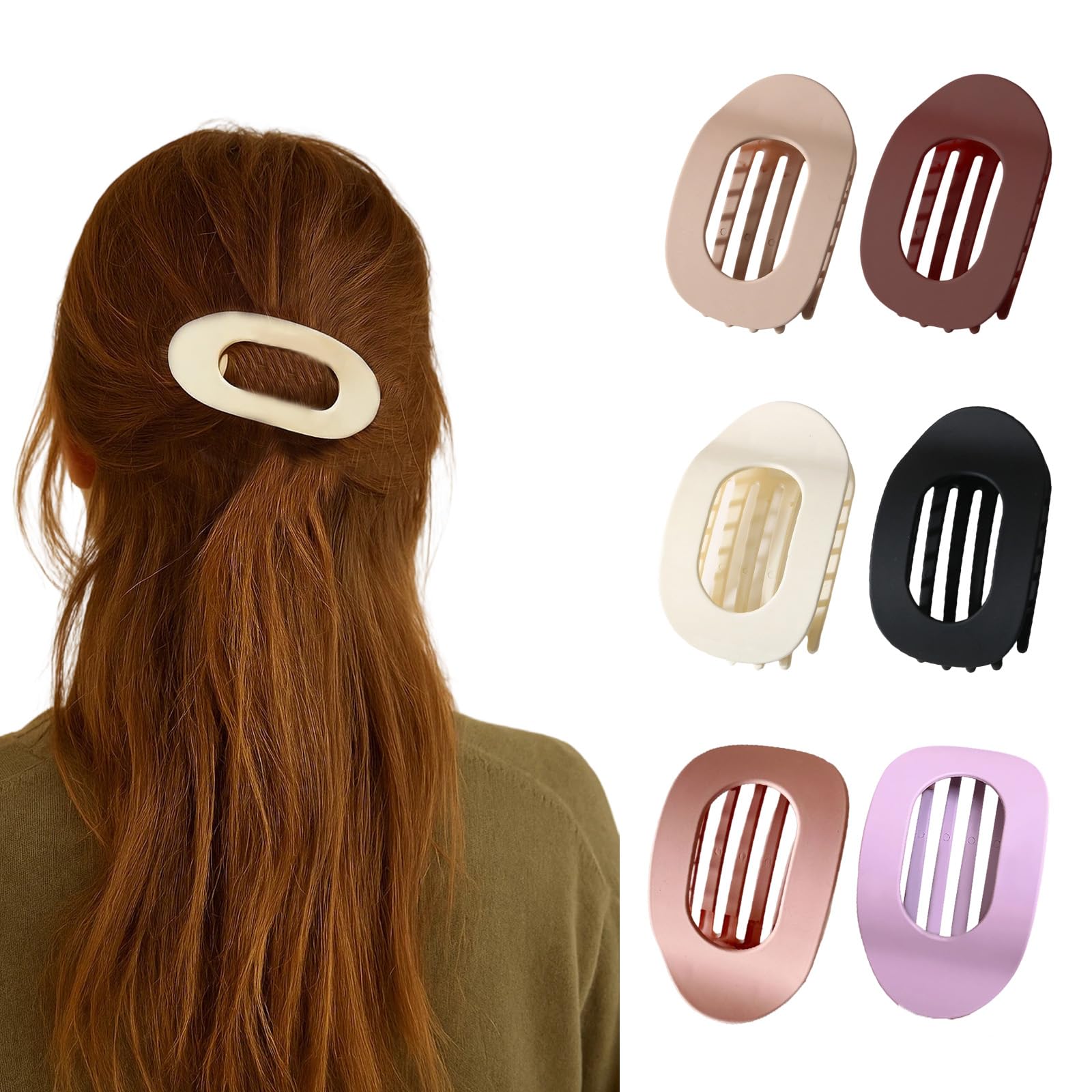 6PCS Flat Hair Claw Clips