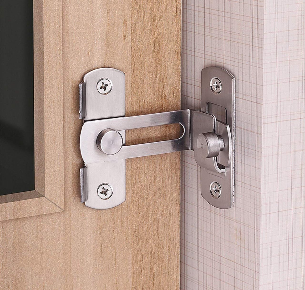 VINSU 180 Degree Flip Barn Door Lock – Stainless Steel Safety Latch for Sliding Doors, Gates, Wine Cabinets, Closets & Antique Locks – Durable Hook Lock for Enhanced Security (90 Degree Lock)-image-27
