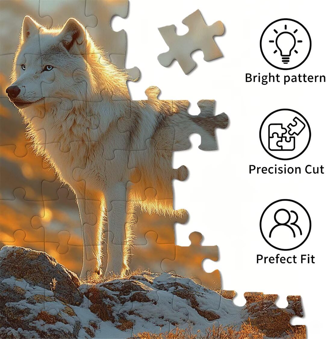 Puzzle 3000 elementów dla dorosłych, gry rodzinne, wilk zachód słońca, n