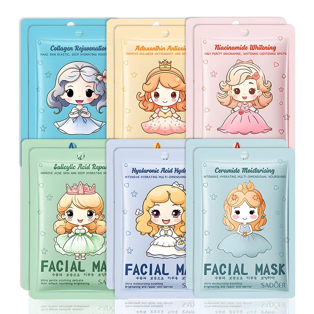 FeiCuiYun Kid Character Sheet Masks, Spa Party Facial Mask Skincare Set, Sheet Masks Skin Care, Moisturize Brighten Soothe for All Skin Types,