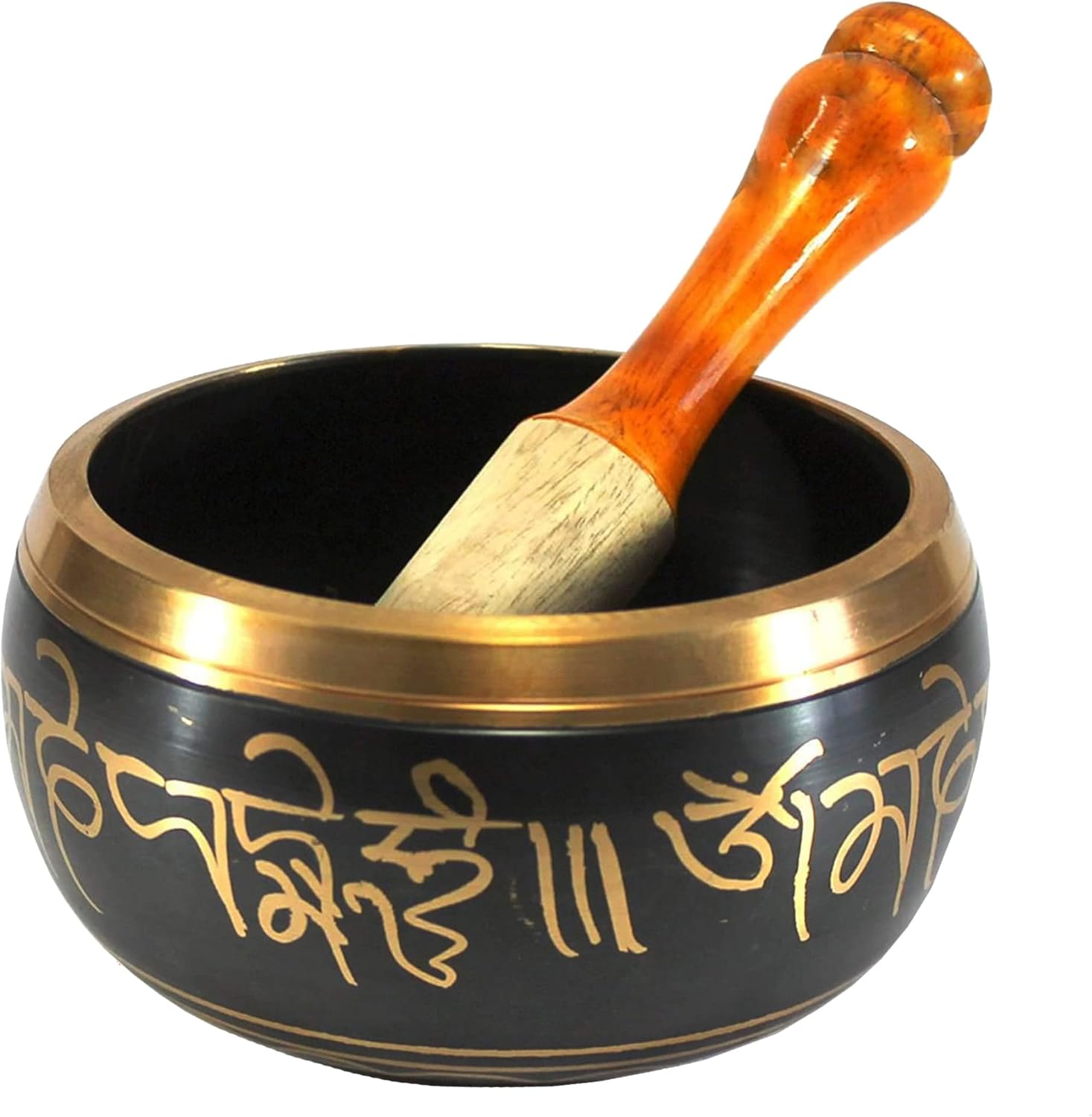 eSplanade - 6 inches - Singing Bowl Tibetan Buddhist Prayer Instrument With Striker Stick | OM Bell | OM Bowl | Meditation Bowl | Music Therapy (black)