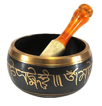 eSplanade - 6 inches - Singing Bowl Tibetan Buddhist Prayer Instrument With Striker Stick | OM Bell | OM Bowl | Meditation Bowl | Music Therapy - image, photos