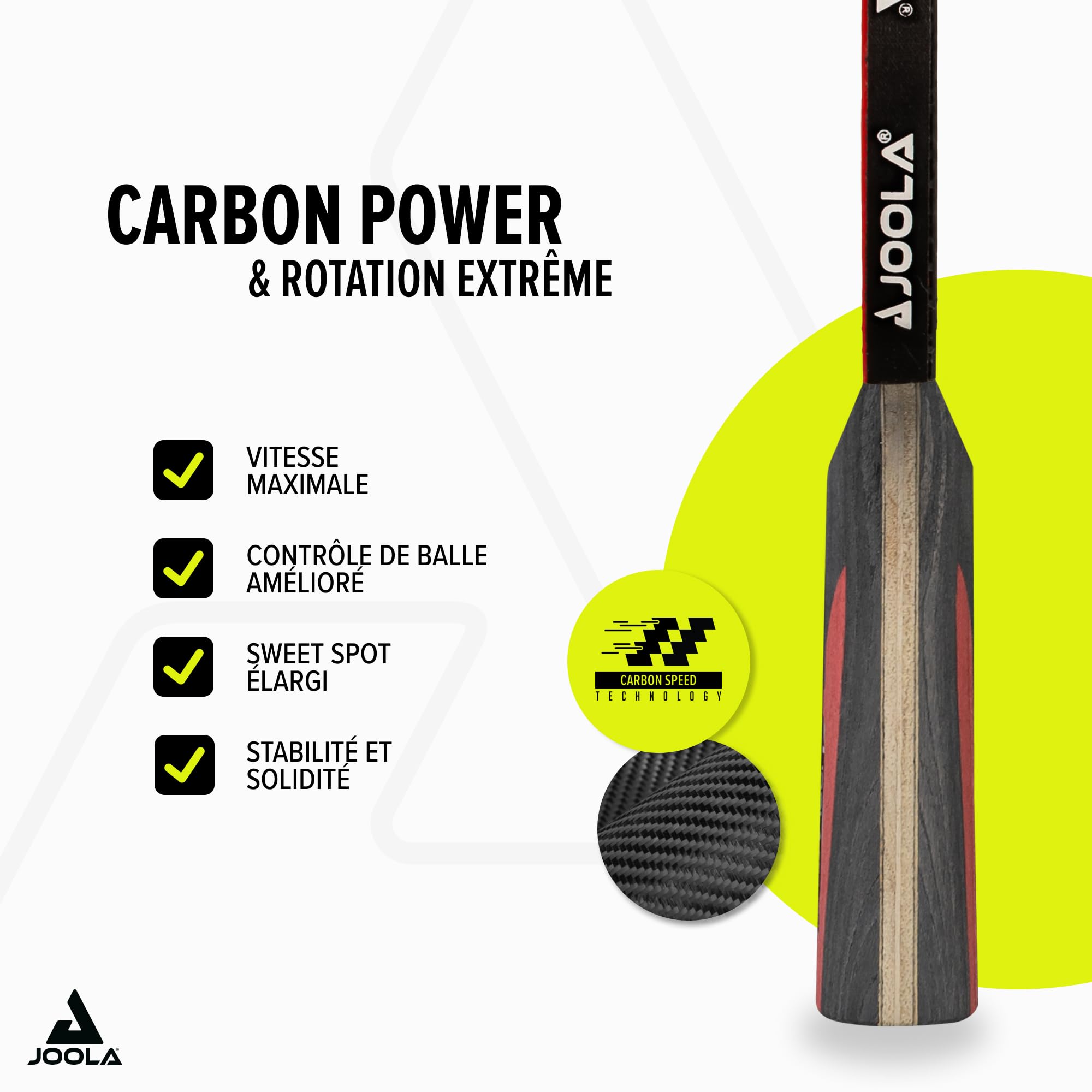JOOLA Carbon Control Table Tennis Bat for Advanced Players, Carbon Speed Table Tennis Set, Includes Premium Table Tennis Balls 40+ mm, Table Tennis Case