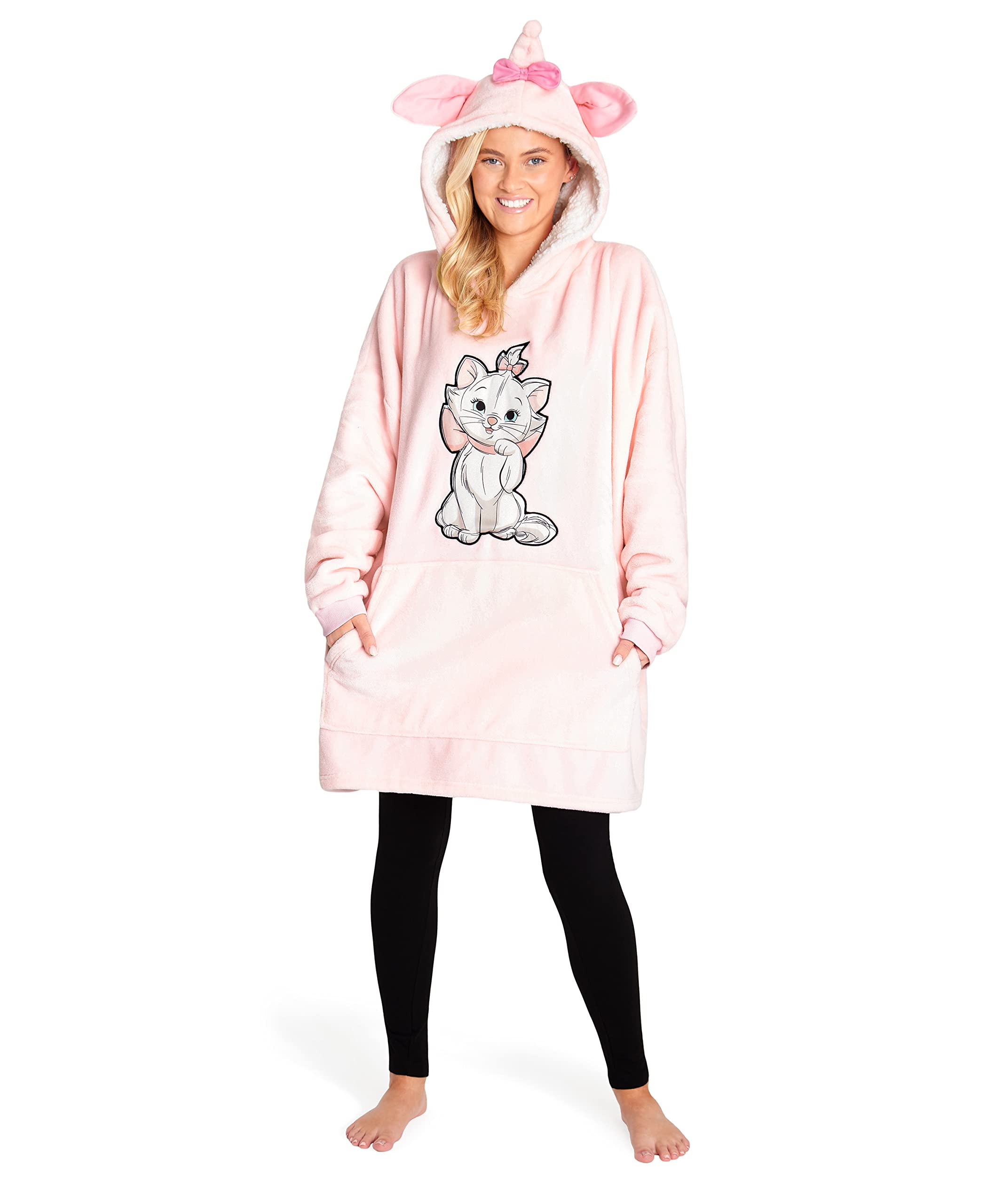 Disney Felpa Donna con Cappuccio, Oversize Blanket Hoodie Calda di Pile Minnie e Mickey