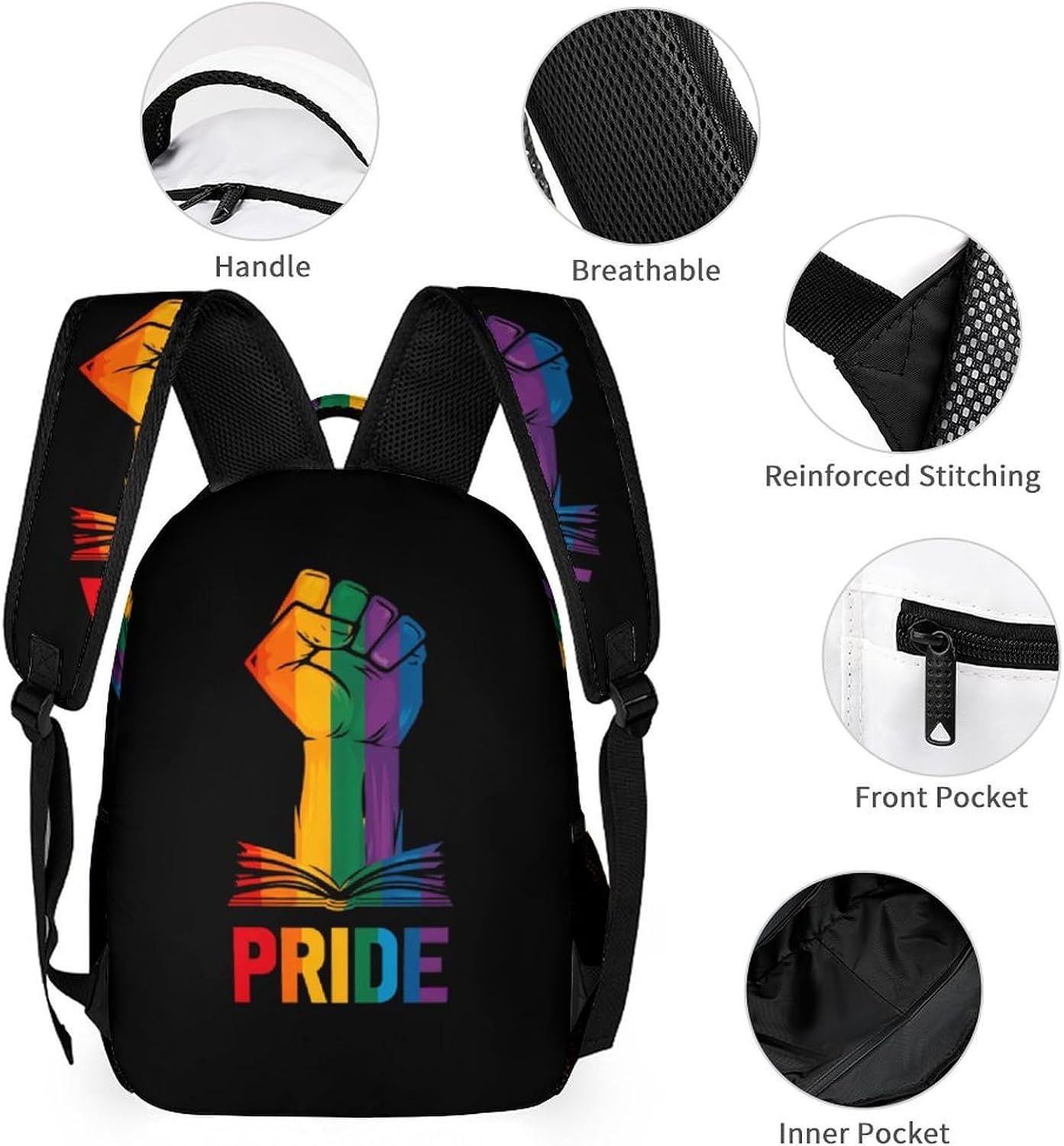 Gay LGBTQ Fist Novelty Backpack Set with Lunch Bag Pencil Cases image 3