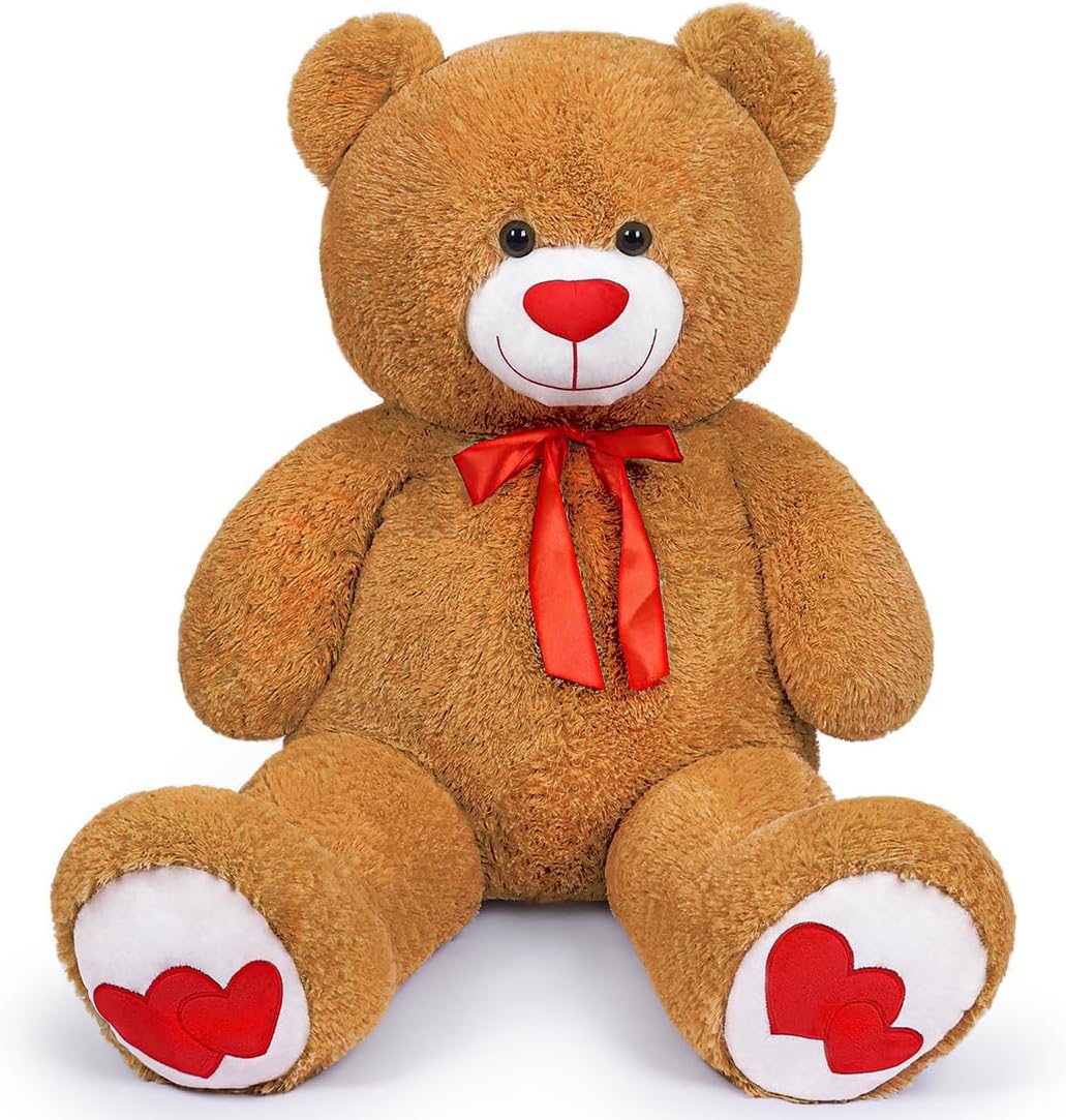 Oso de Peluche Gigante Marrón 110 cm con Corazón Rojo